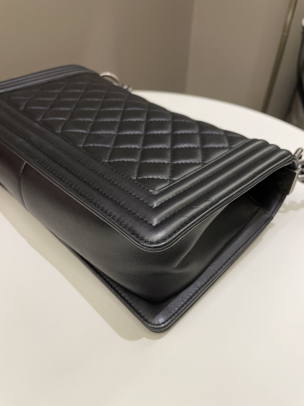 Chanel Quilted Boy Old Medium Black Calfskin