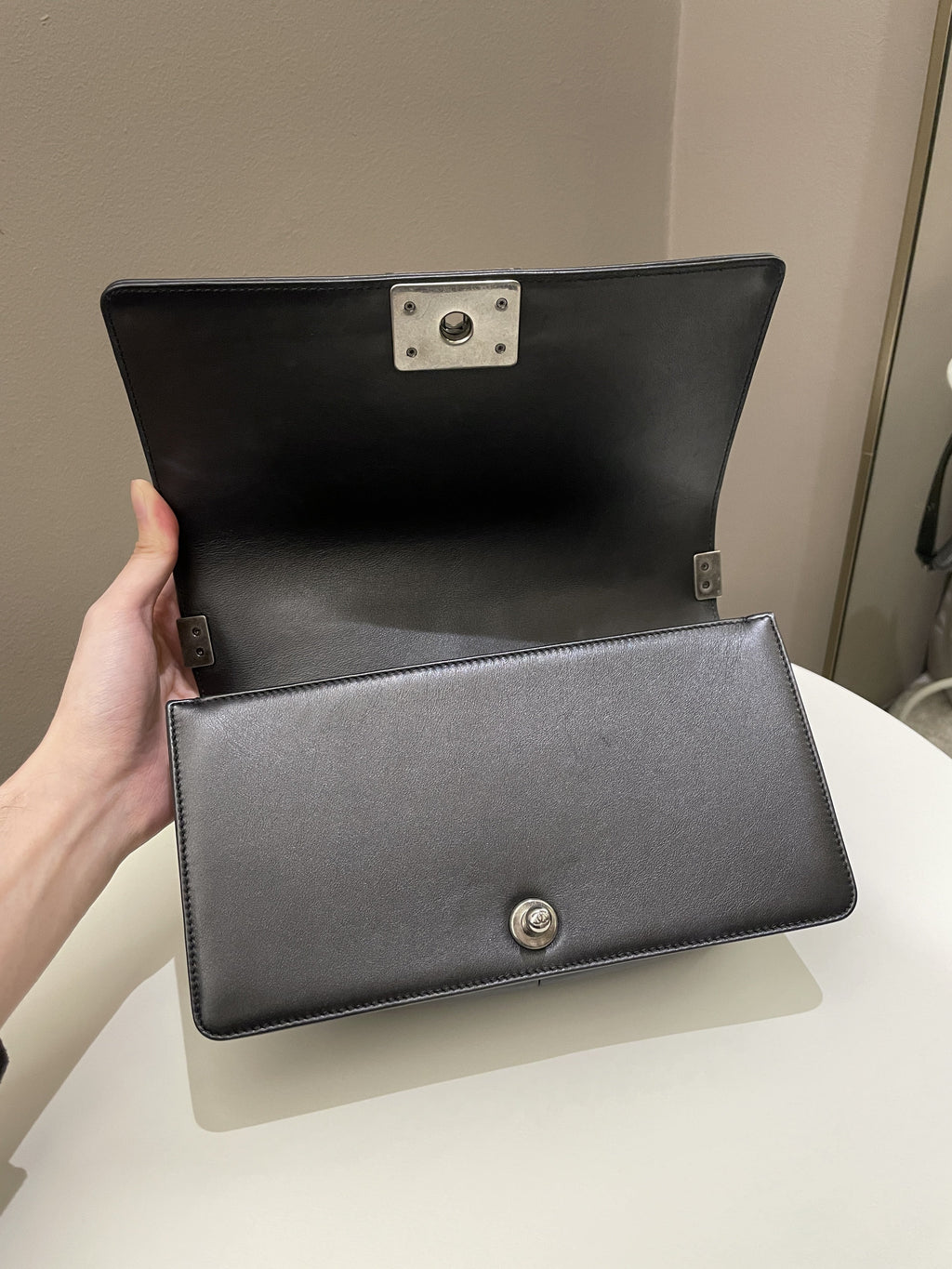 Chanel Quilted Boy Old Medium Black Calfskin