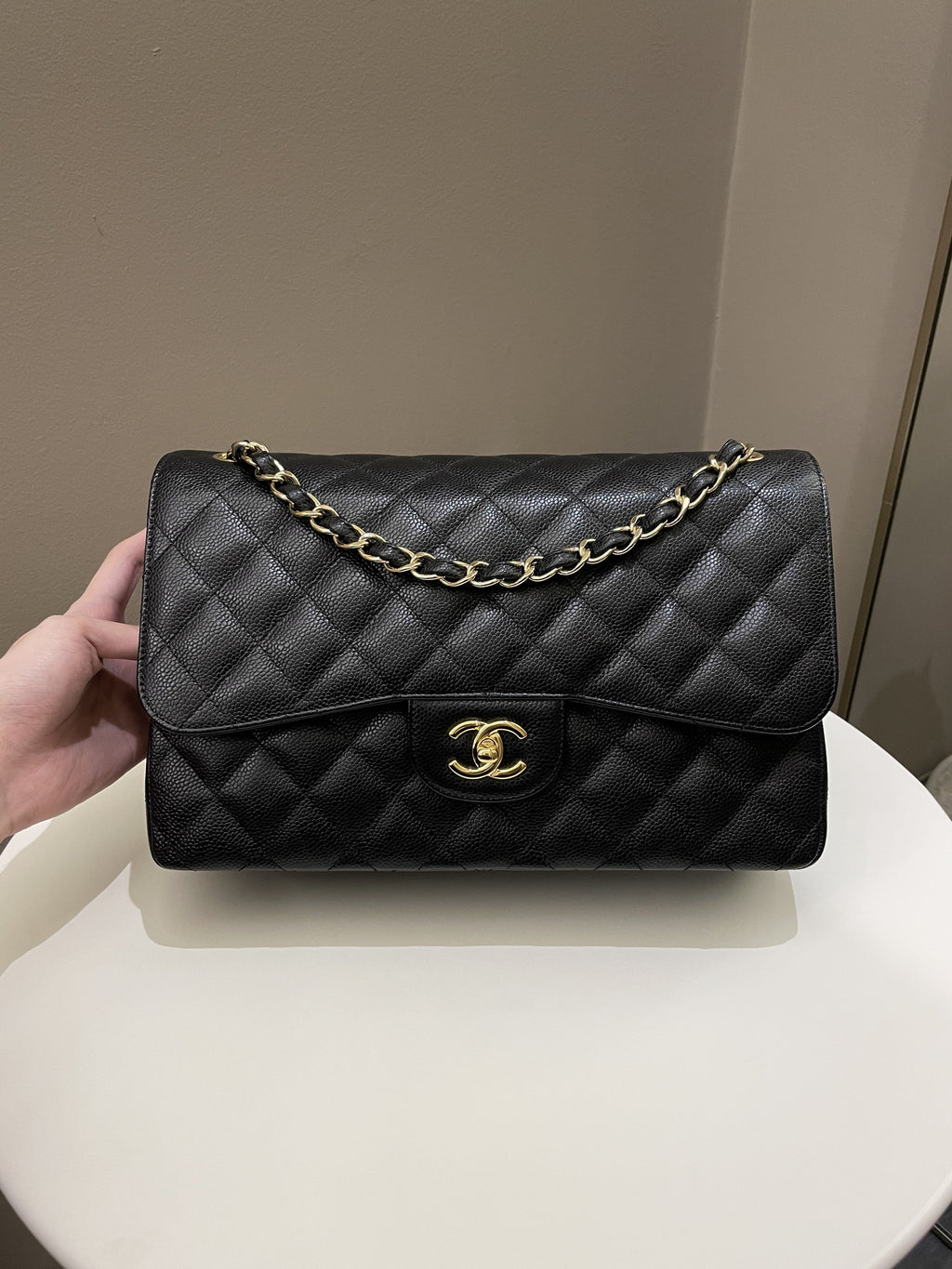 Chanel Classic Quilted Jumbo Double Flap Black Caviar