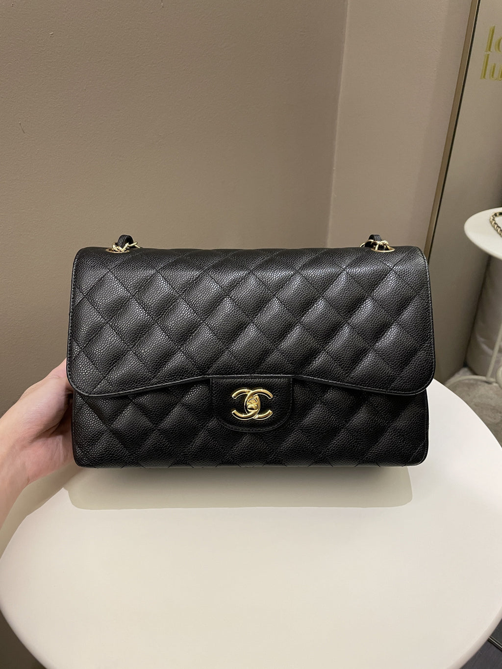 Chanel Classic Quilted Jumbo Double Flap Black Caviar