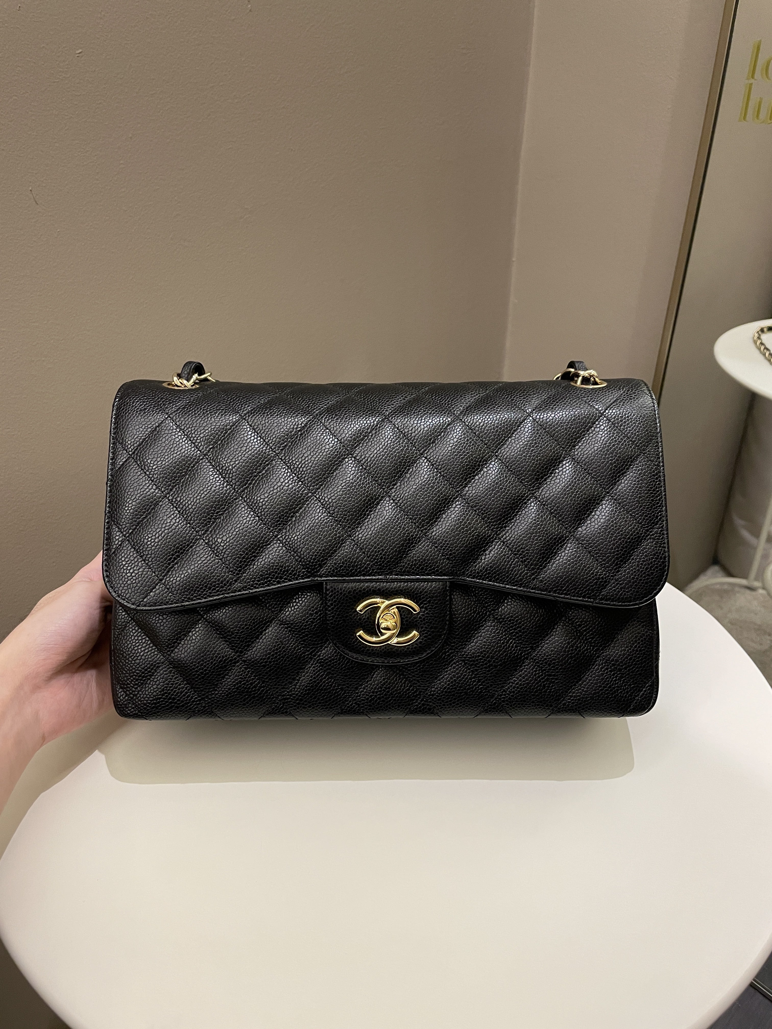 Chanel Classic Quilted Jumbo Double Flap Black Caviar