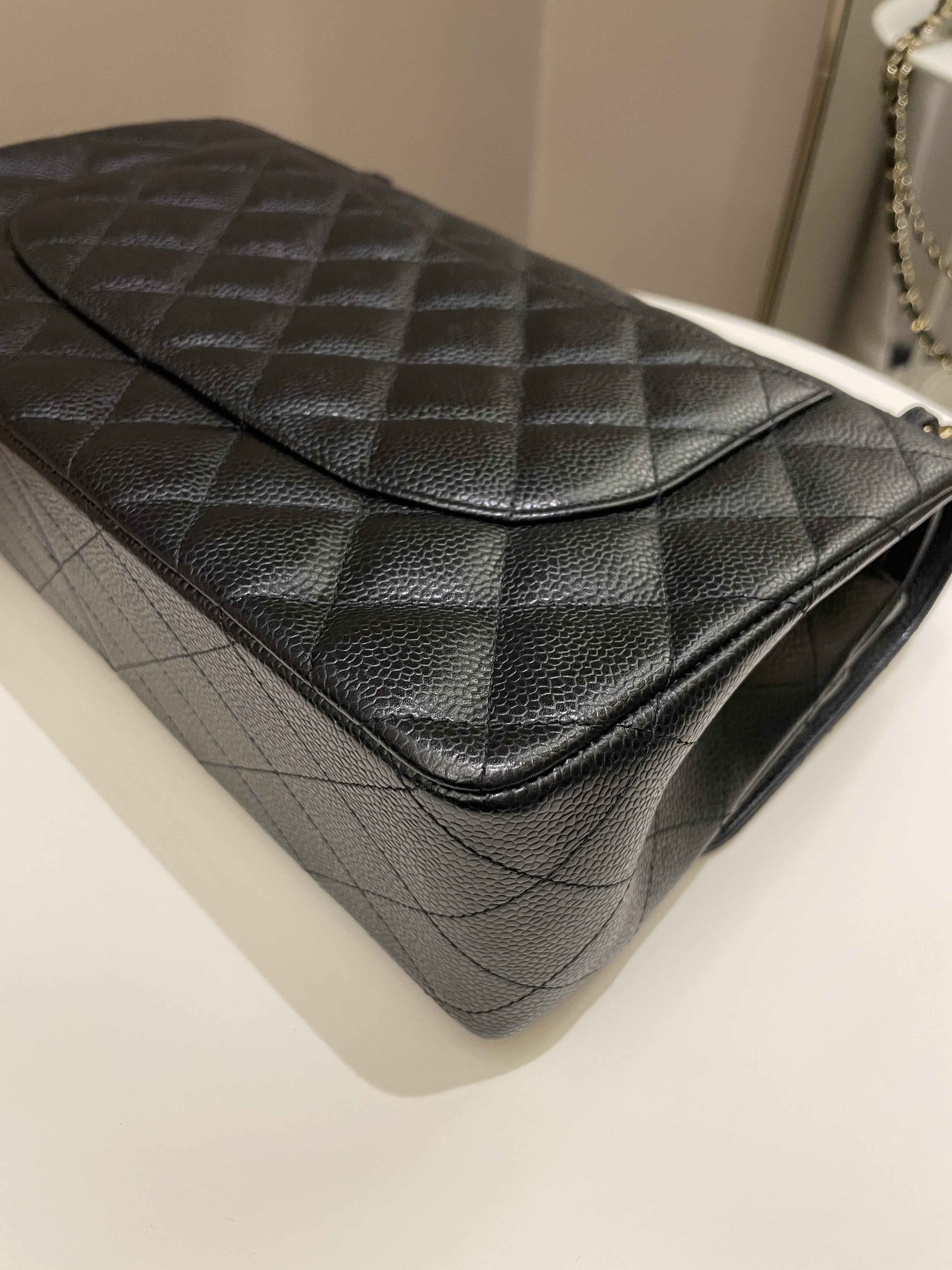 Chanel Classic Quilted Jumbo Double Flap Black Caviar