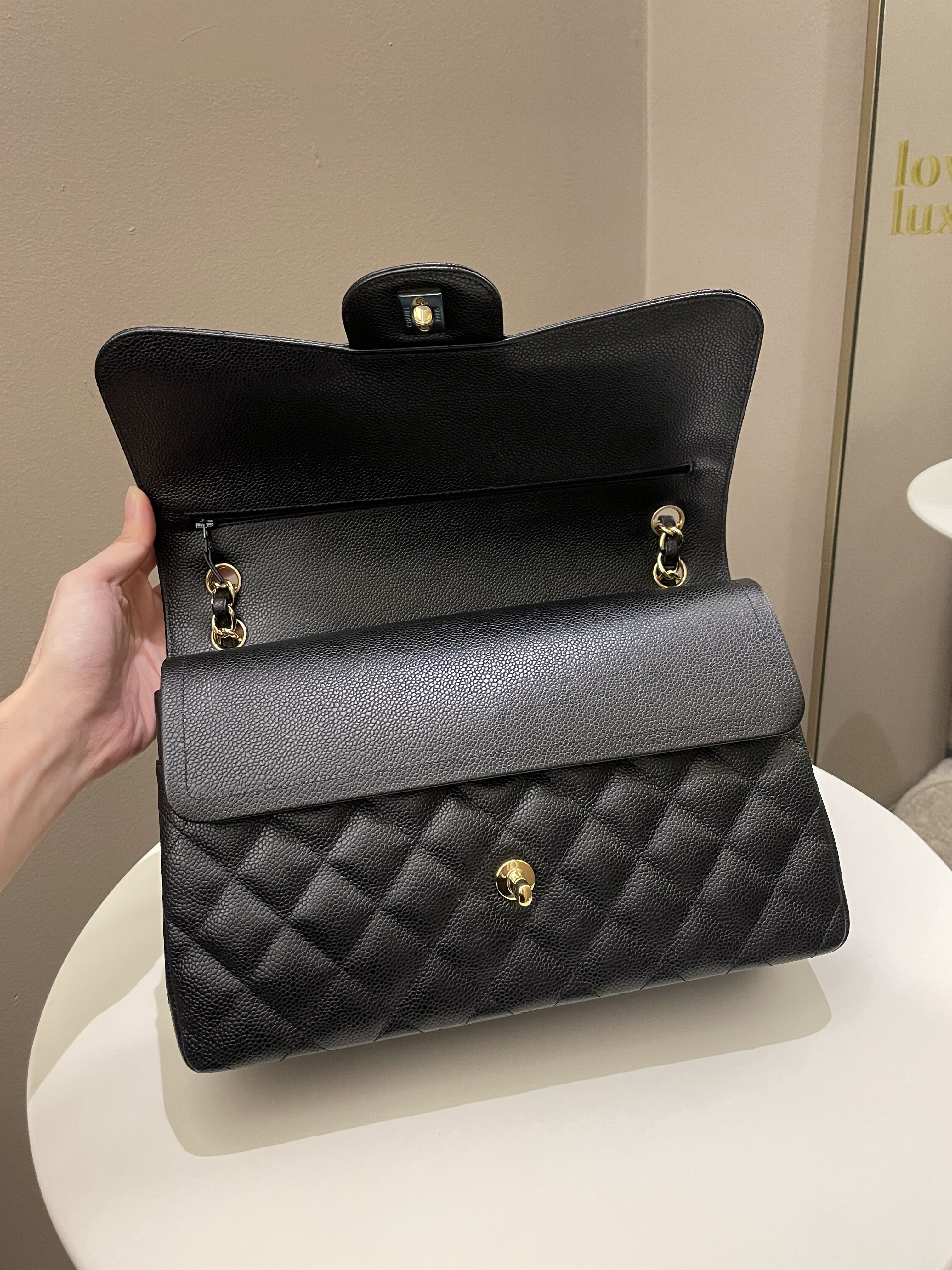 Chanel Classic Quilted Jumbo Double Flap Black Caviar