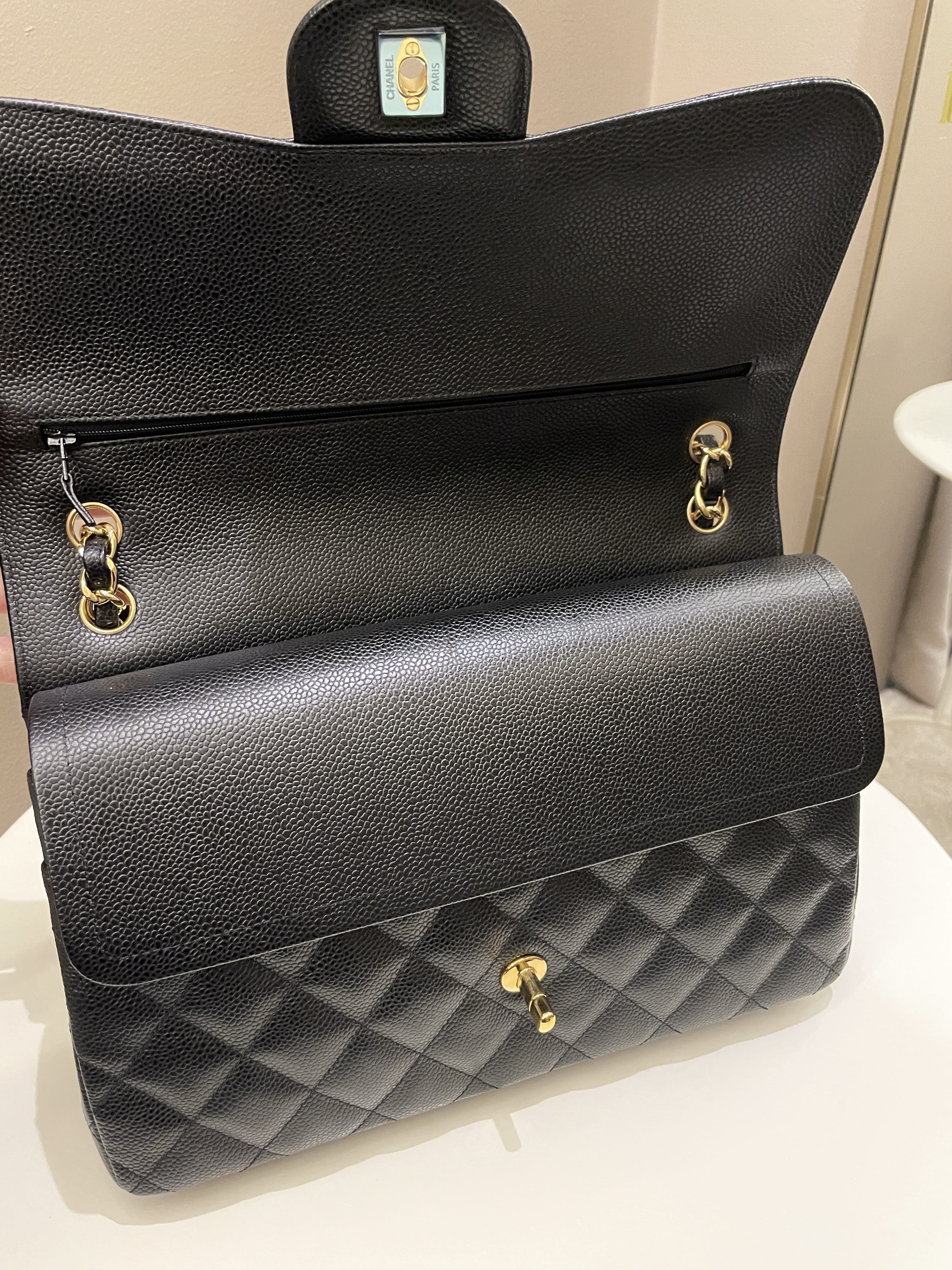 Chanel Classic Quilted Jumbo Double Flap Black Caviar