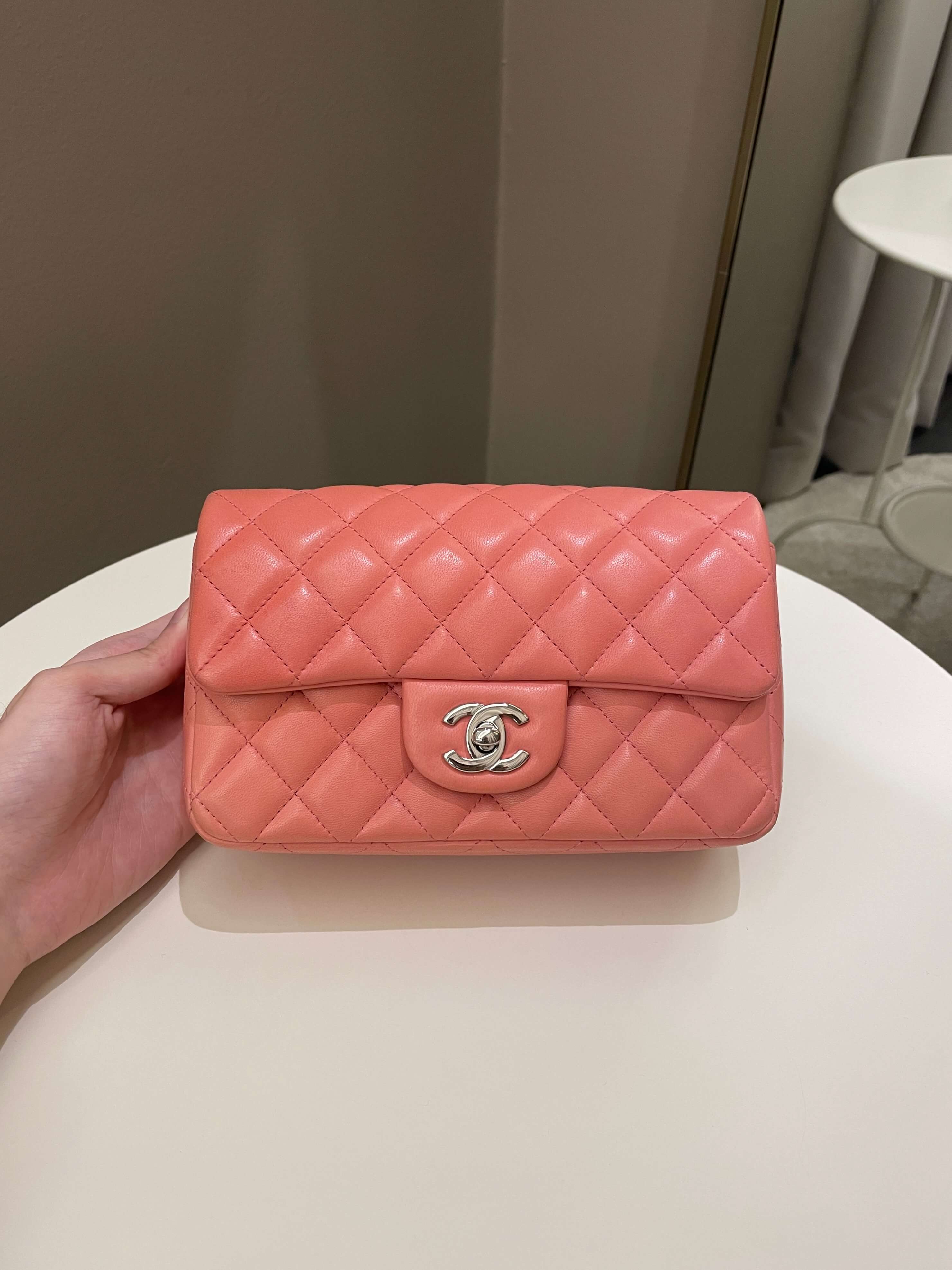 Chanel Quilted Mini Rectangular Mauve Pink Lambskin