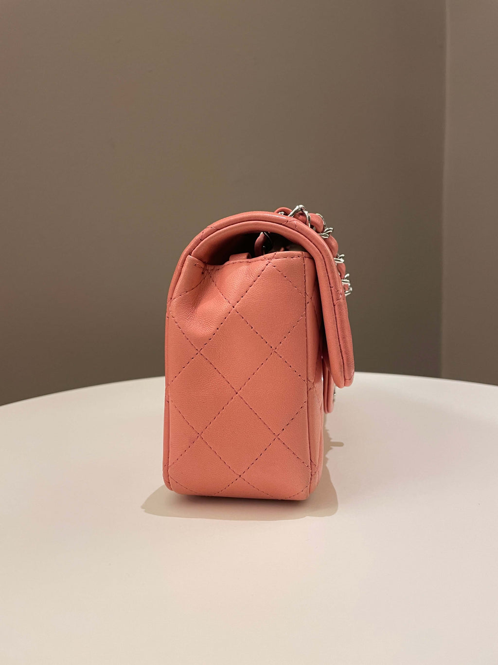 Chanel Quilted Mini Rectangular Mauve Pink Lambskin
