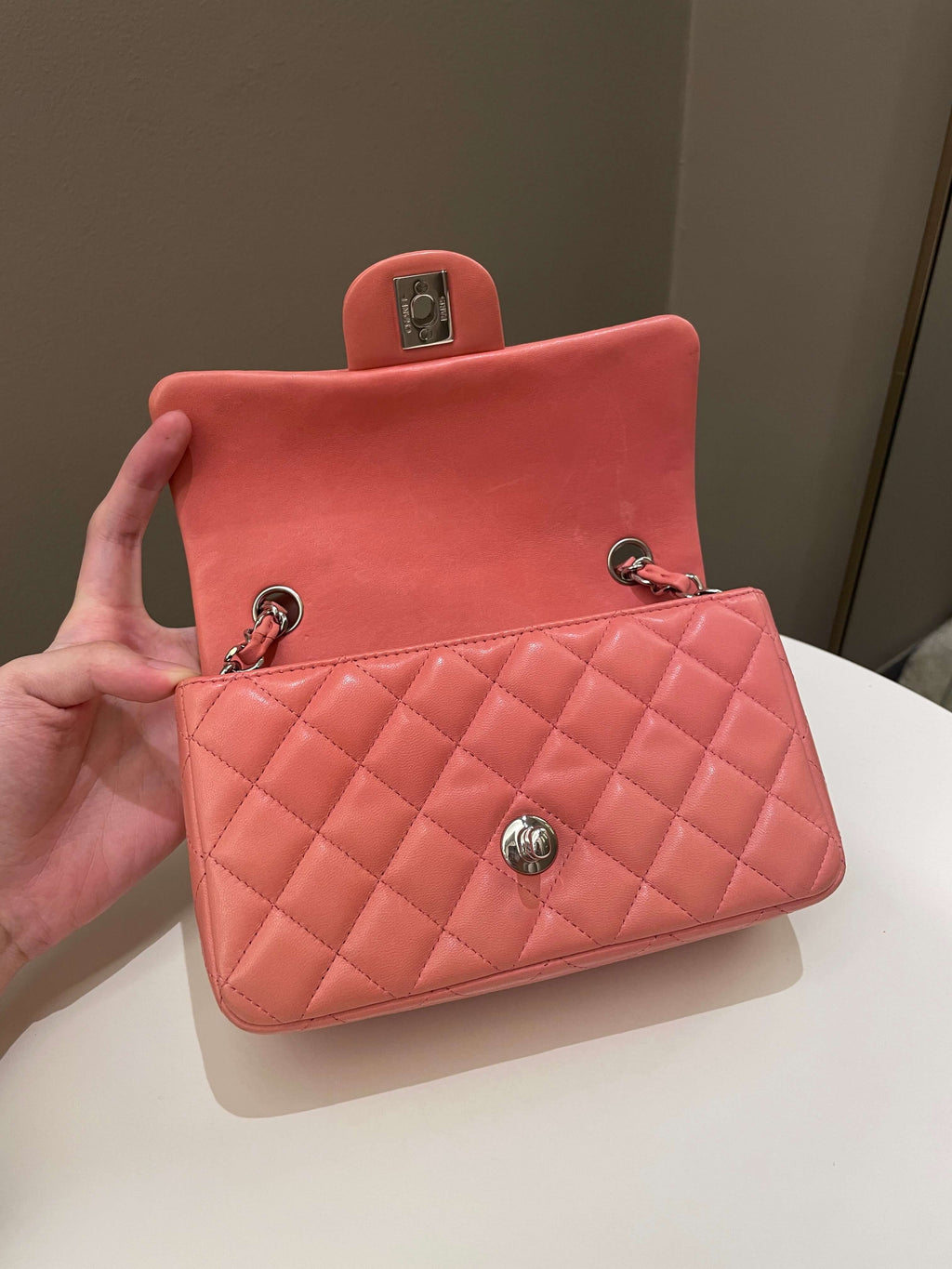 Chanel Quilted Mini Rectangular Mauve Pink Lambskin