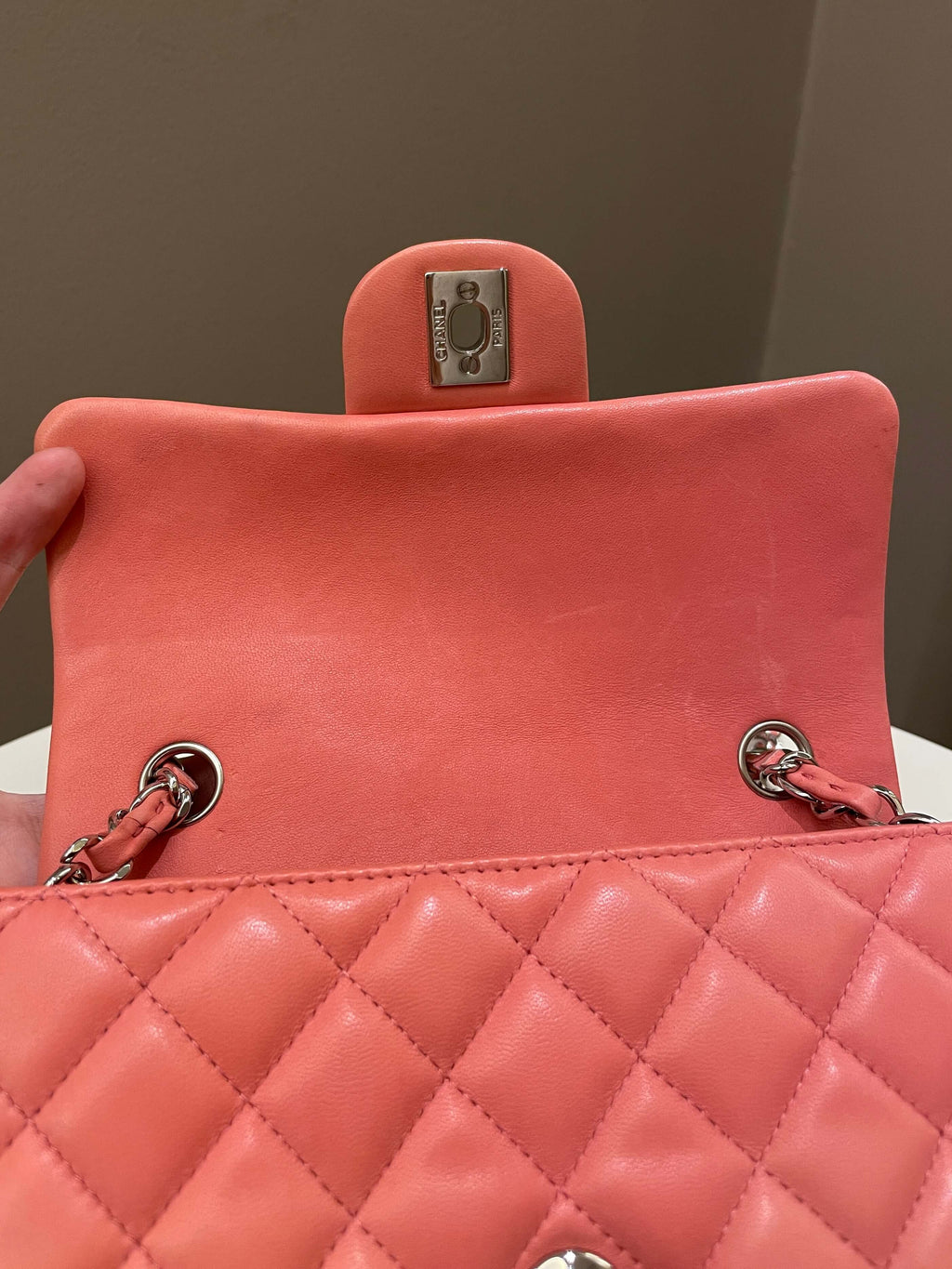 Chanel Quilted Mini Rectangular Mauve Pink Lambskin