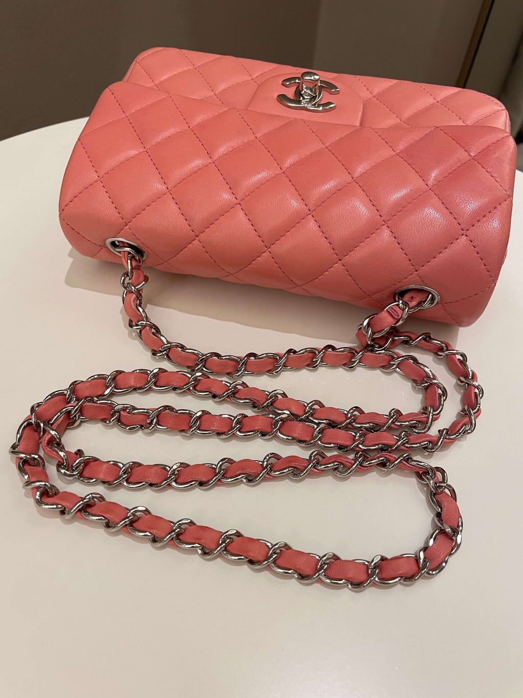 Chanel Quilted Mini Rectangular Mauve Pink Lambskin