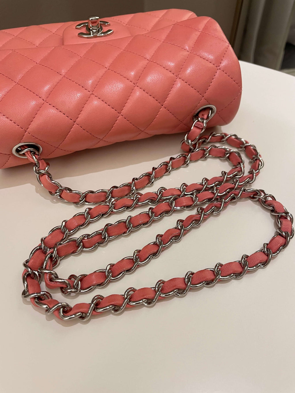 Chanel Quilted Mini Rectangular Mauve Pink Lambskin