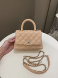 Chanel Quilted Coco Handle Mini Peachy Pink Caviar