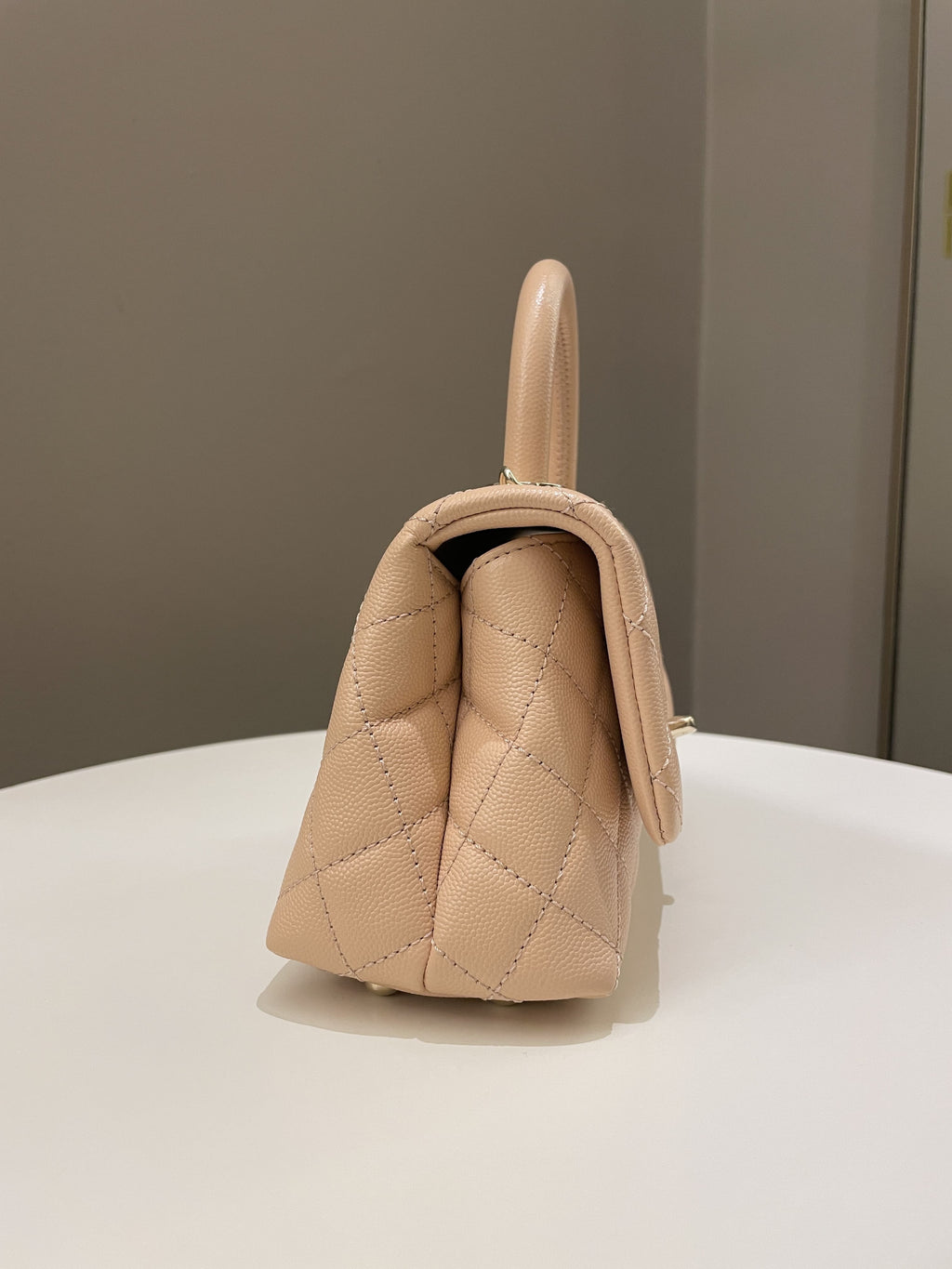 Chanel Quilted Coco Handle Mini Peachy Pink Caviar