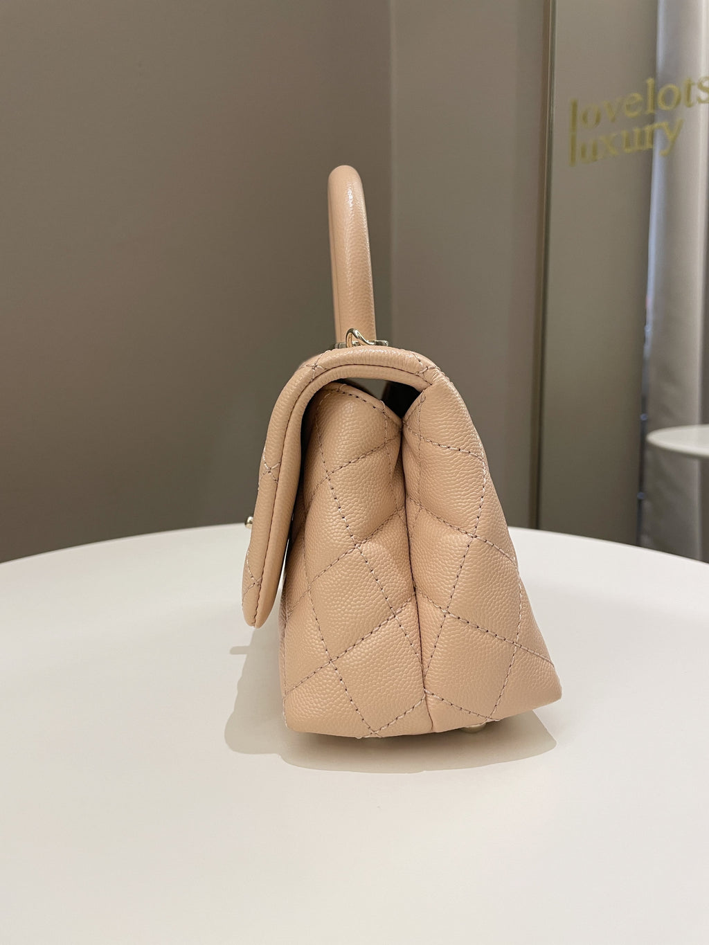 Chanel Quilted Coco Handle Mini Peachy Pink Caviar
