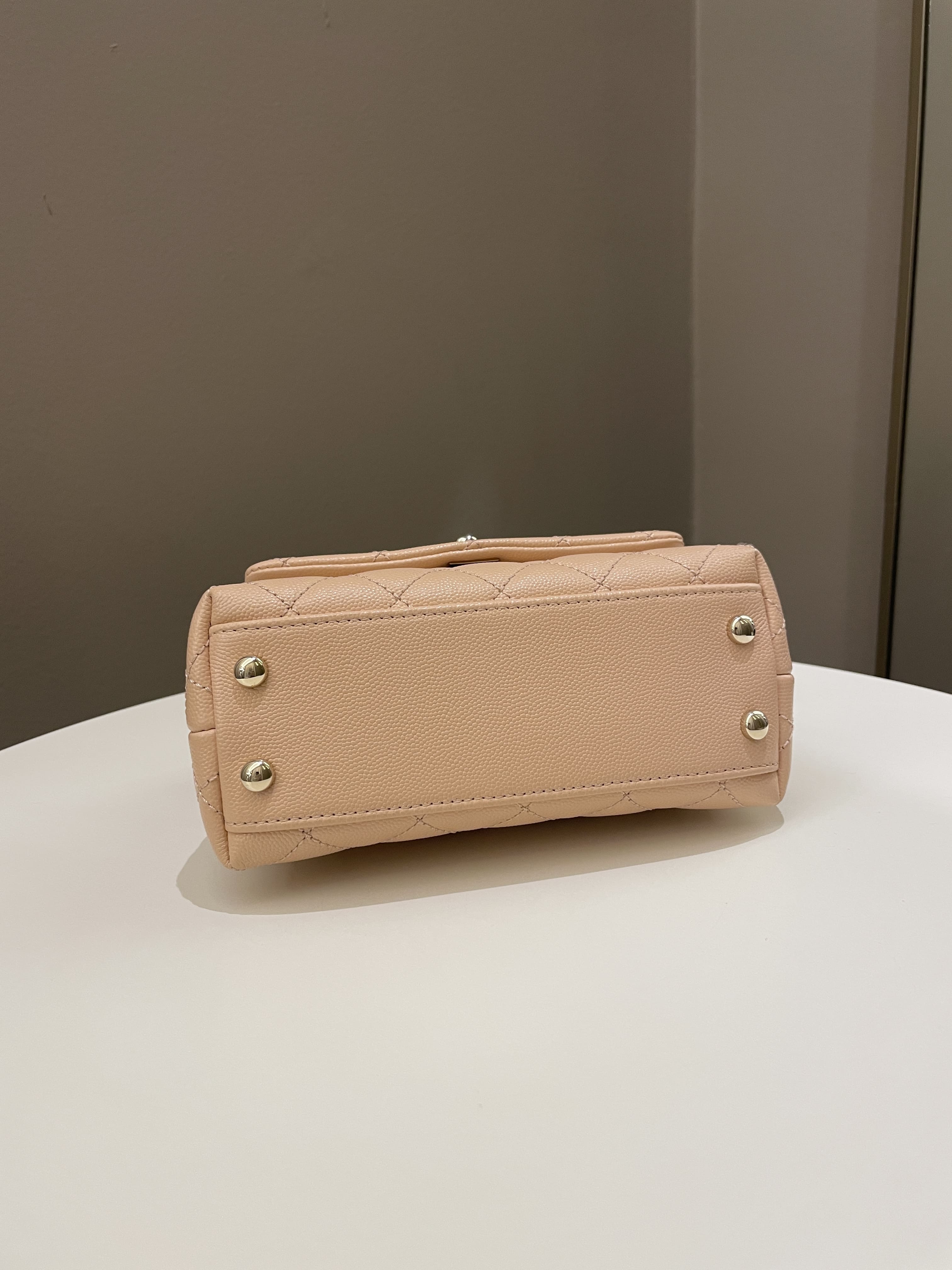 Chanel Quilted Coco Handle Mini Peachy Pink Caviar