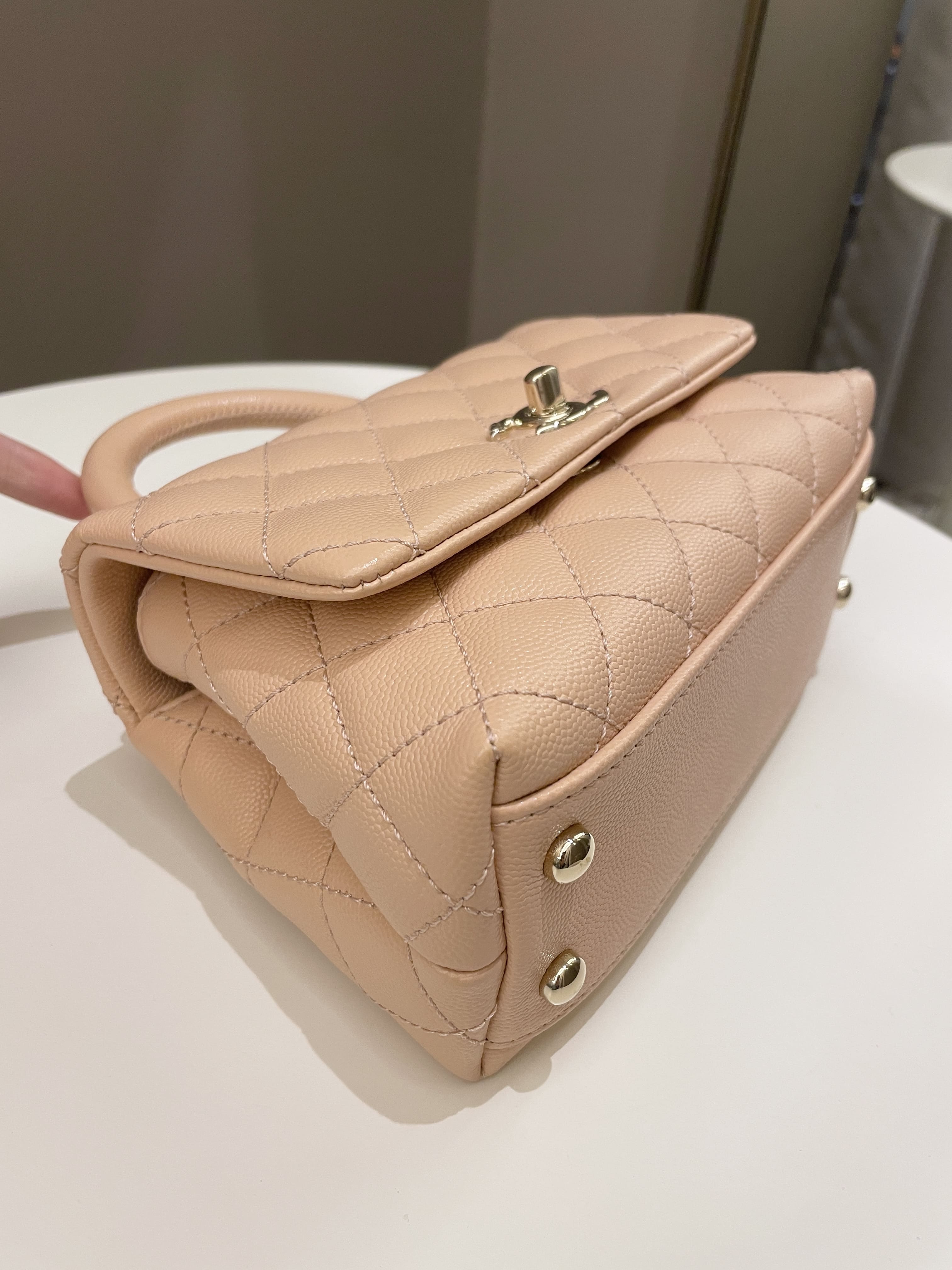 Chanel Quilted Coco Handle Mini Peachy Pink Caviar
