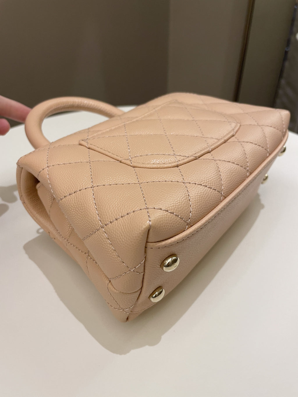 Chanel Quilted Coco Handle Mini Peachy Pink Caviar
