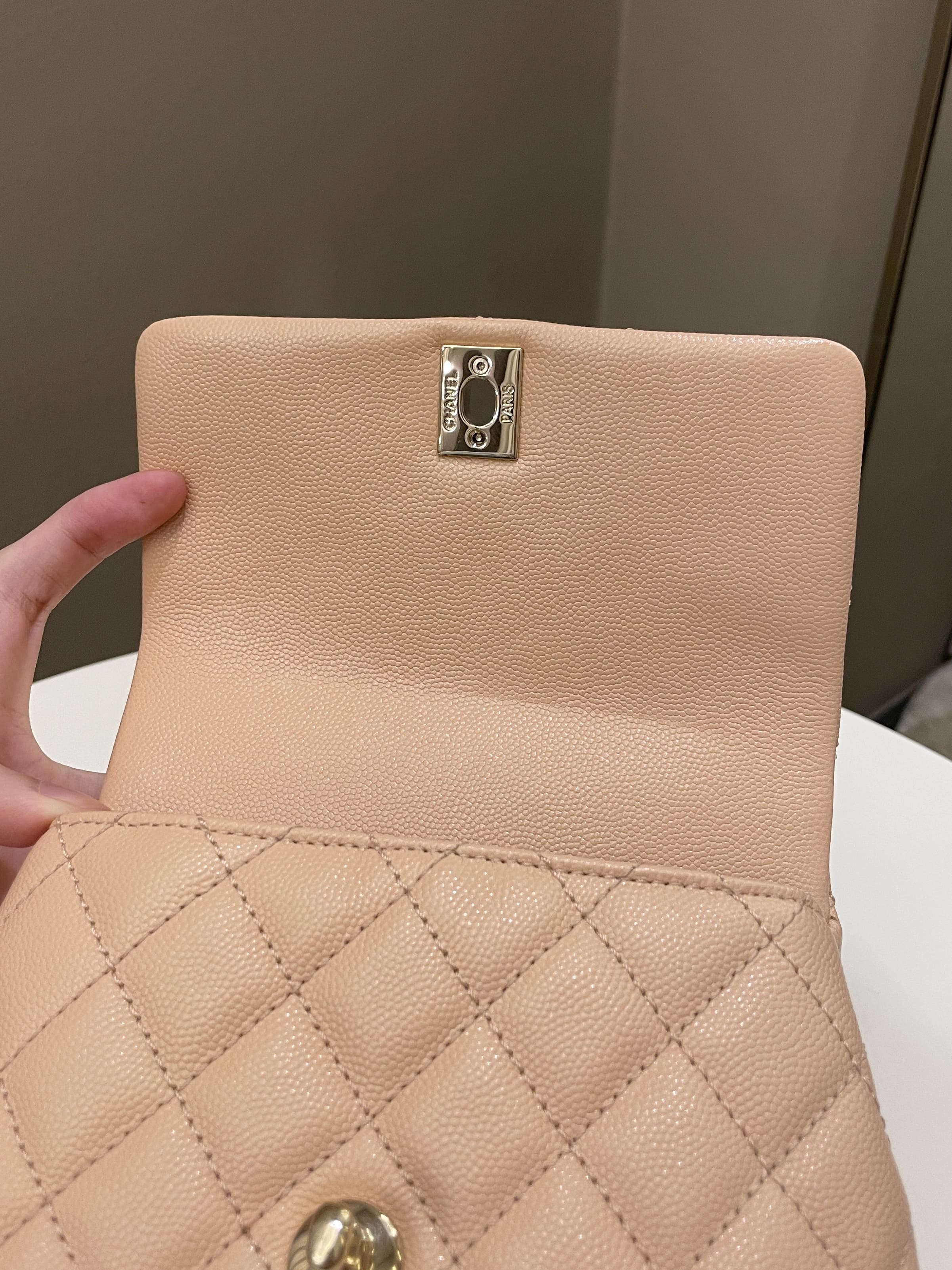 Chanel Quilted Coco Handle Mini Peachy Pink Caviar