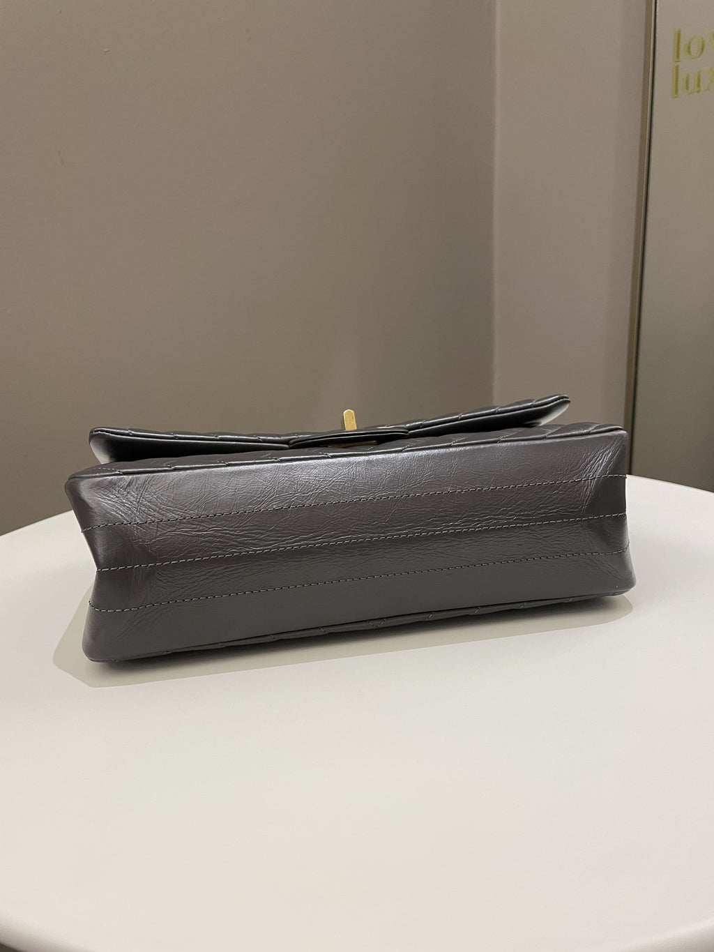 Chanel 2.55 225 Chevron Reissue Double Flap Dark Grey Aged Calfskin