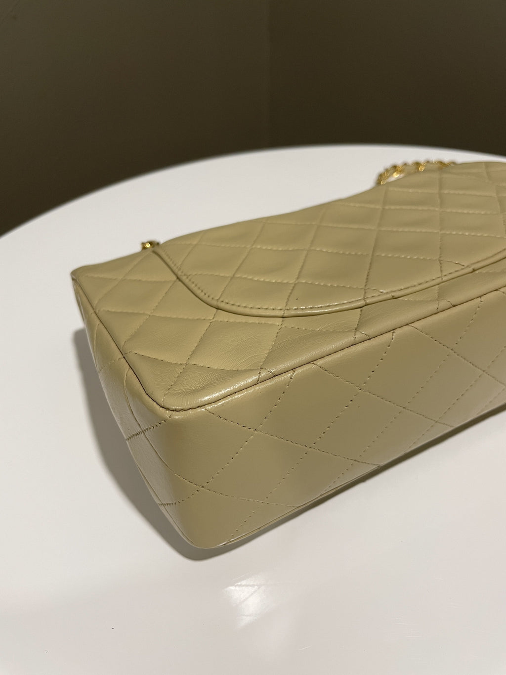 Chanel Vintage Classic Quilted Small Double Flap Beige Lambskin