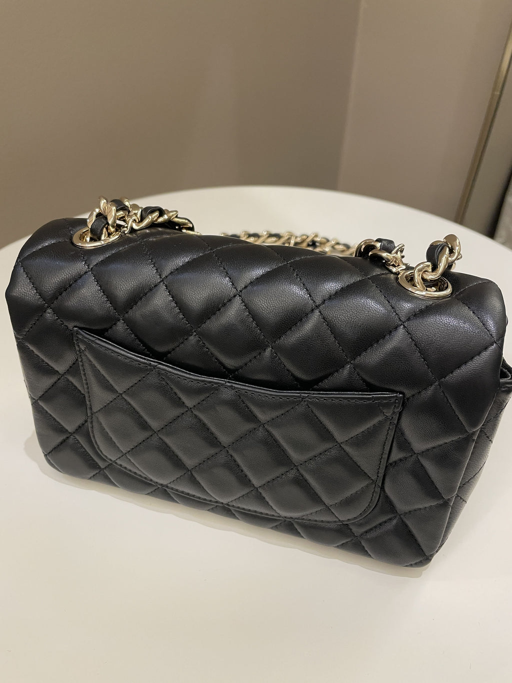Chanel Quilted Mini Coco Charms Rectangular Flap Black Lambskin
