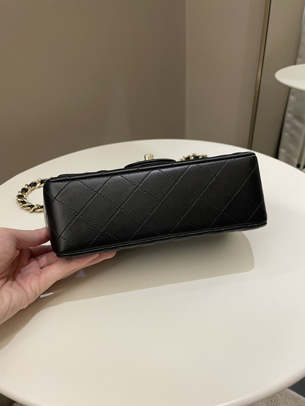 Chanel Quilted Mini Coco Charms Rectangular Flap Black Lambskin