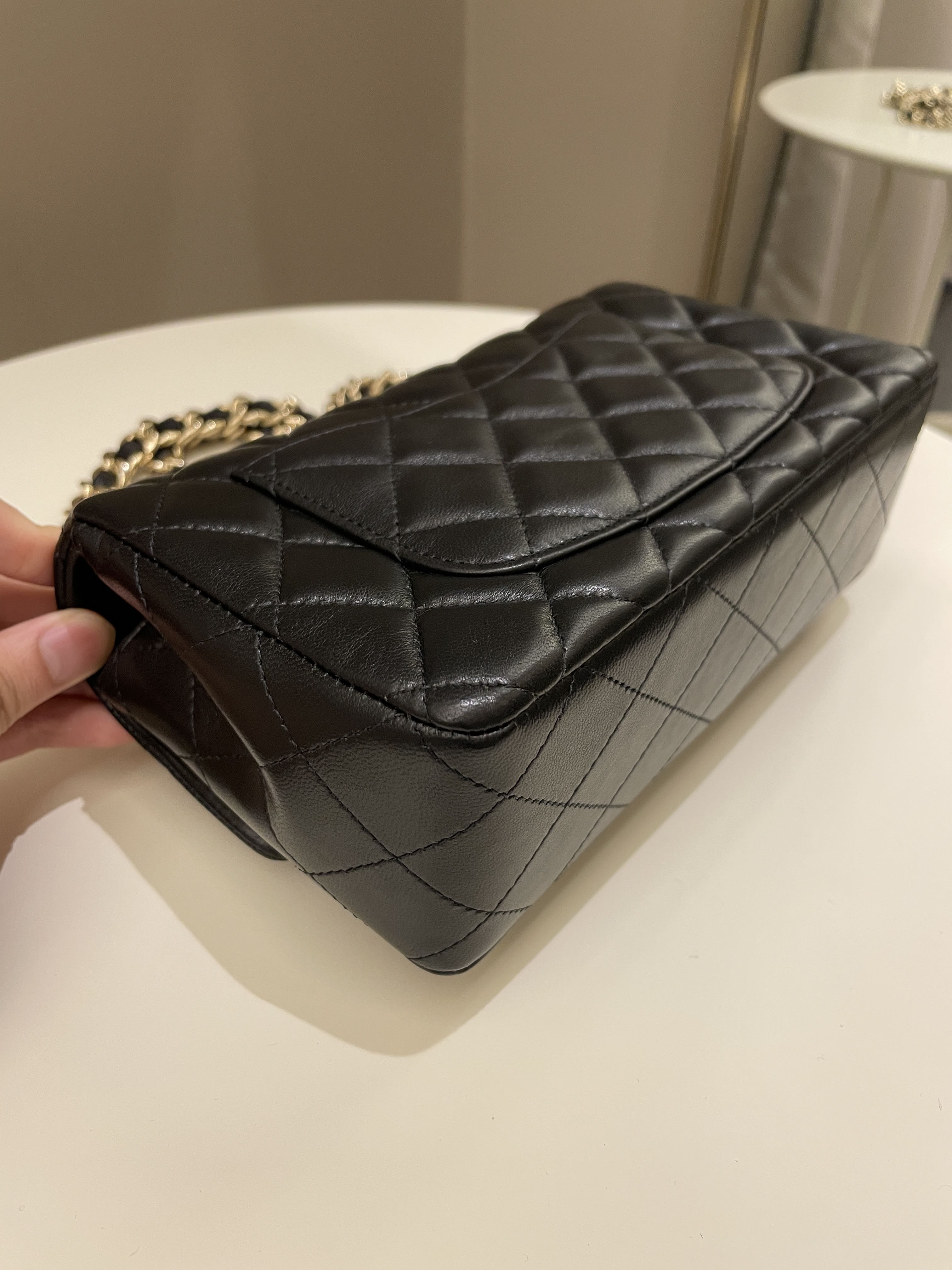 Chanel Quilted Mini Coco Charms Rectangular Flap Black Lambskin