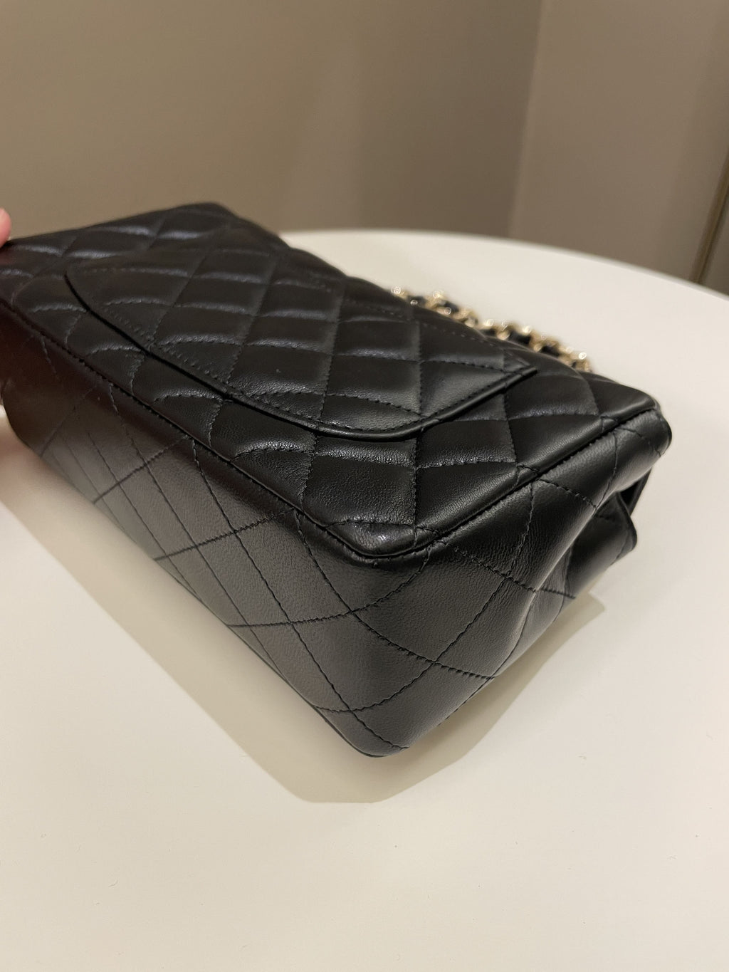 Chanel Quilted Mini Coco Charms Rectangular Flap Black Lambskin