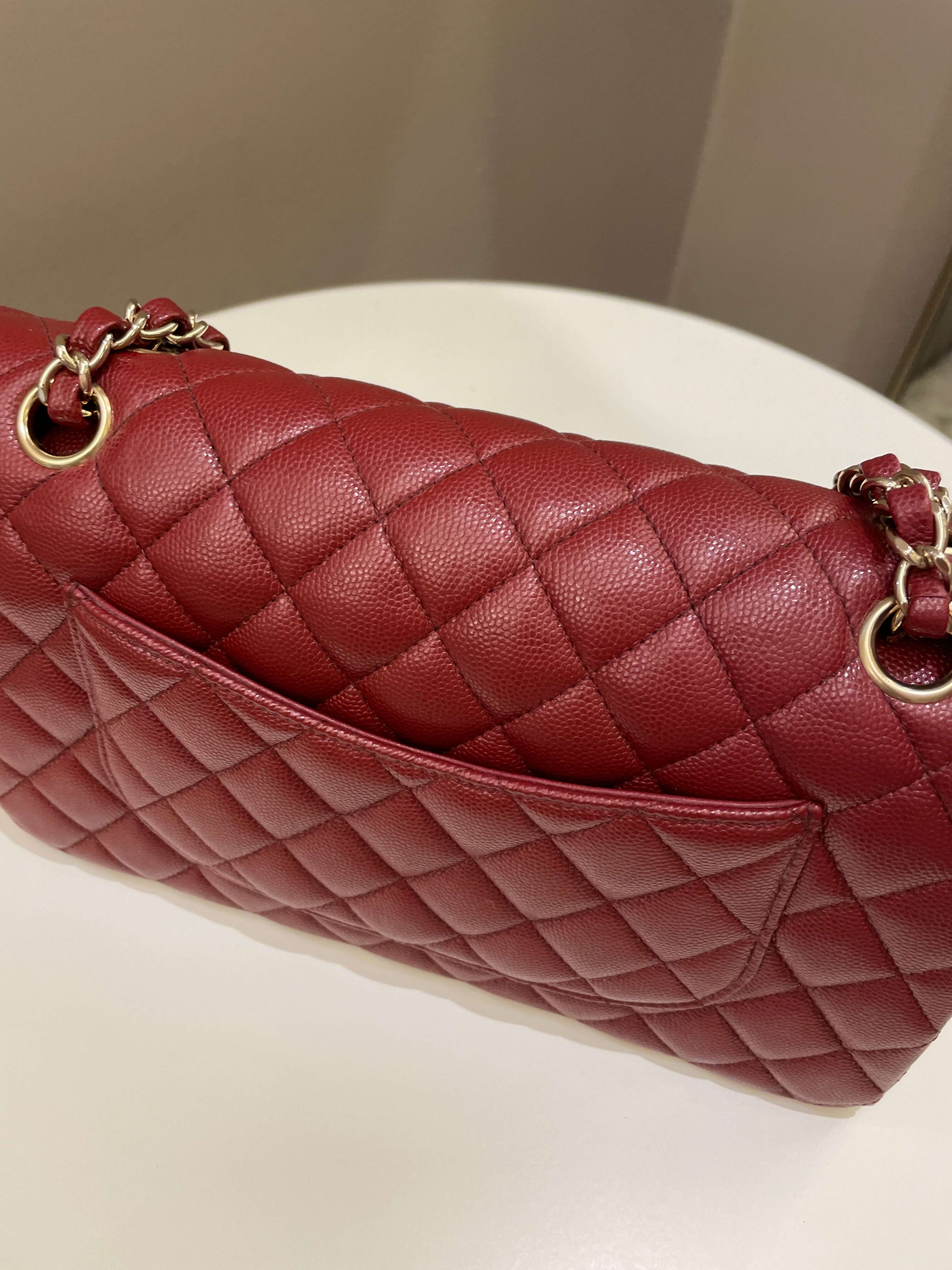 Chanel 19B Classic Medium Double Flap Burgundy Wine Caviar