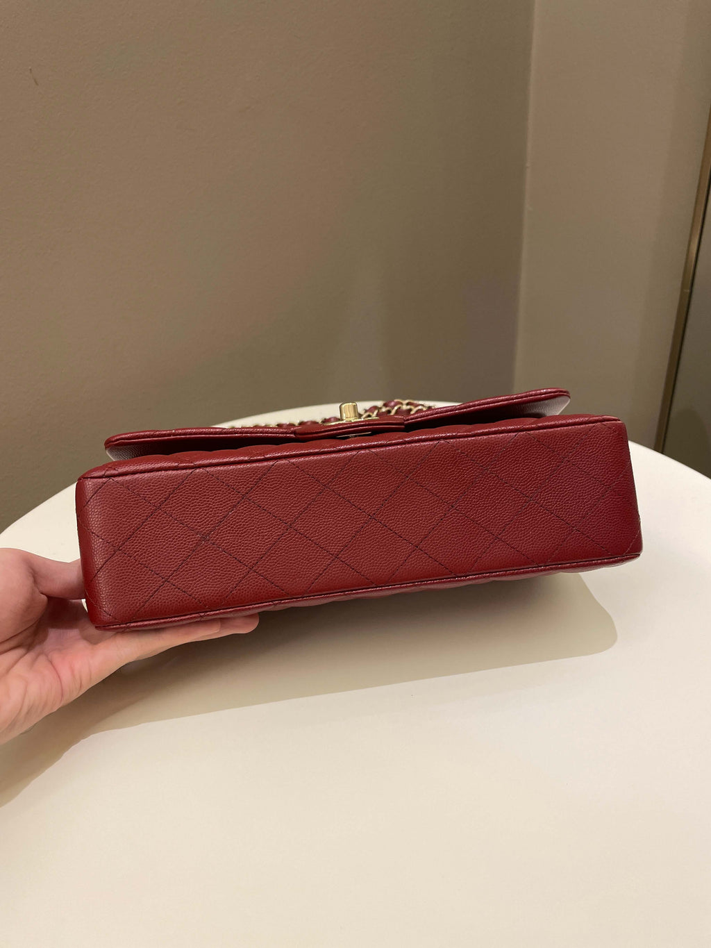 Chanel 19B Classic Medium Double Flap Burgundy Wine Caviar