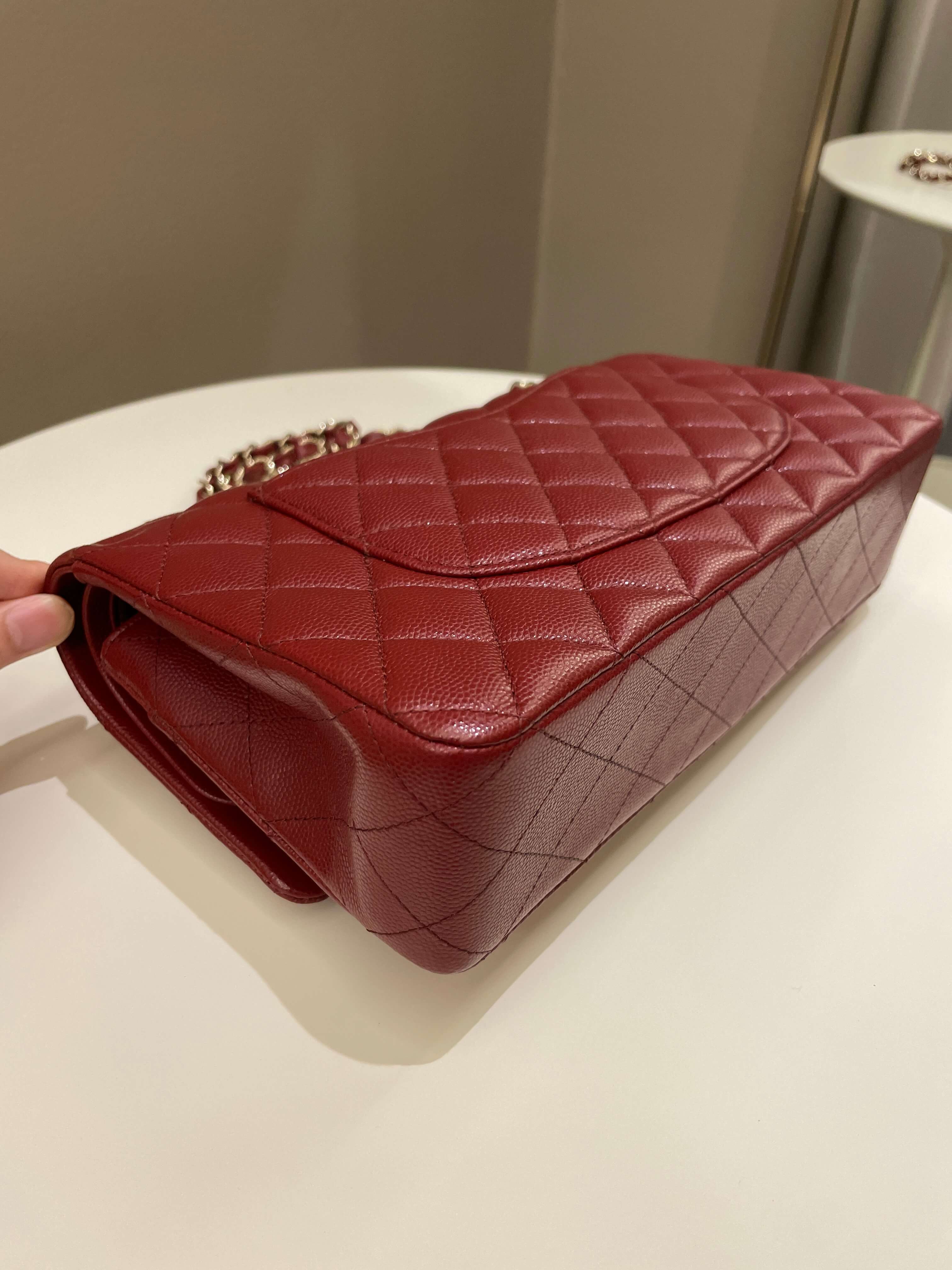 Chanel 19B Classic Medium Double Flap Burgundy Wine Caviar