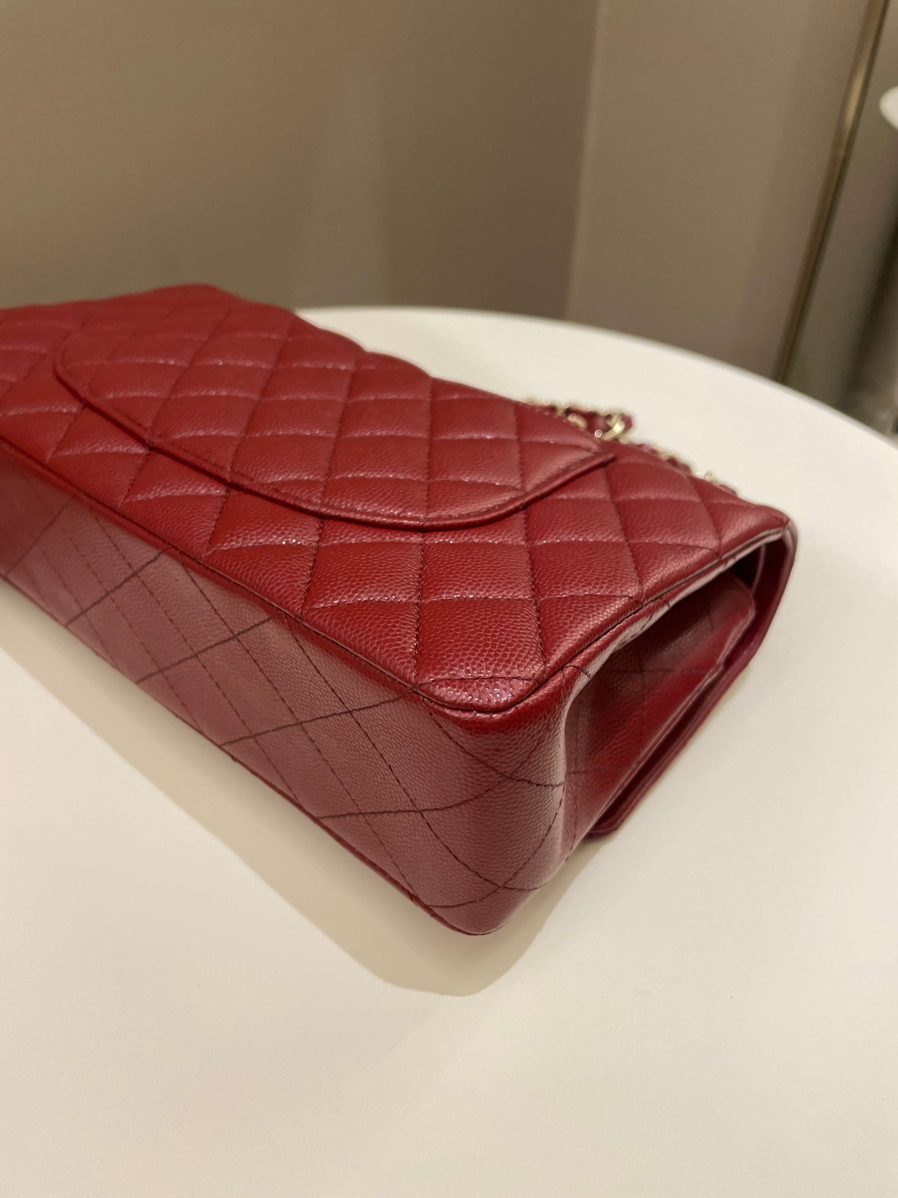 Chanel 19B Classic Medium Double Flap Burgundy Wine Caviar