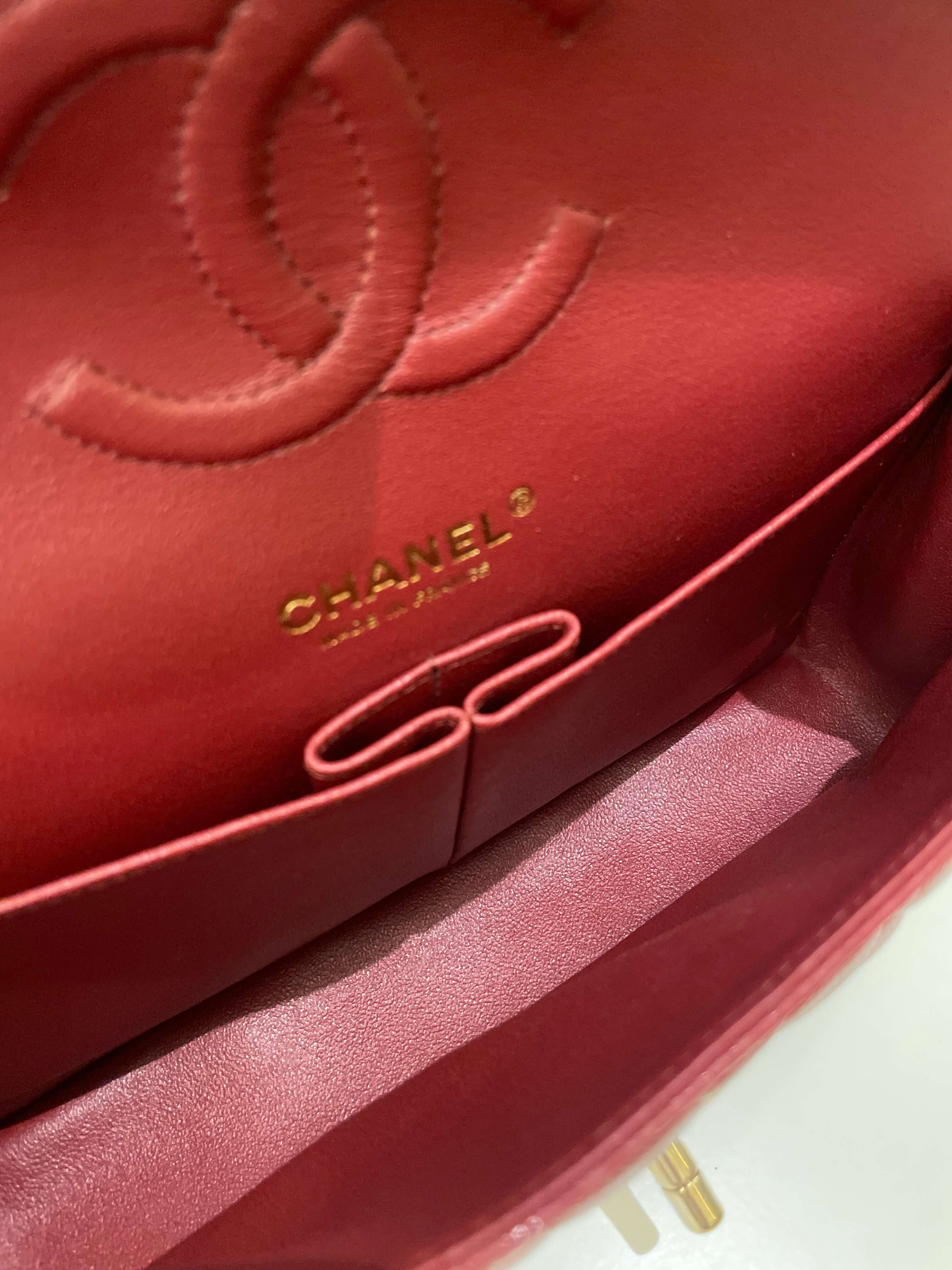 Chanel 19B Classic Medium Double Flap Burgundy Wine Caviar