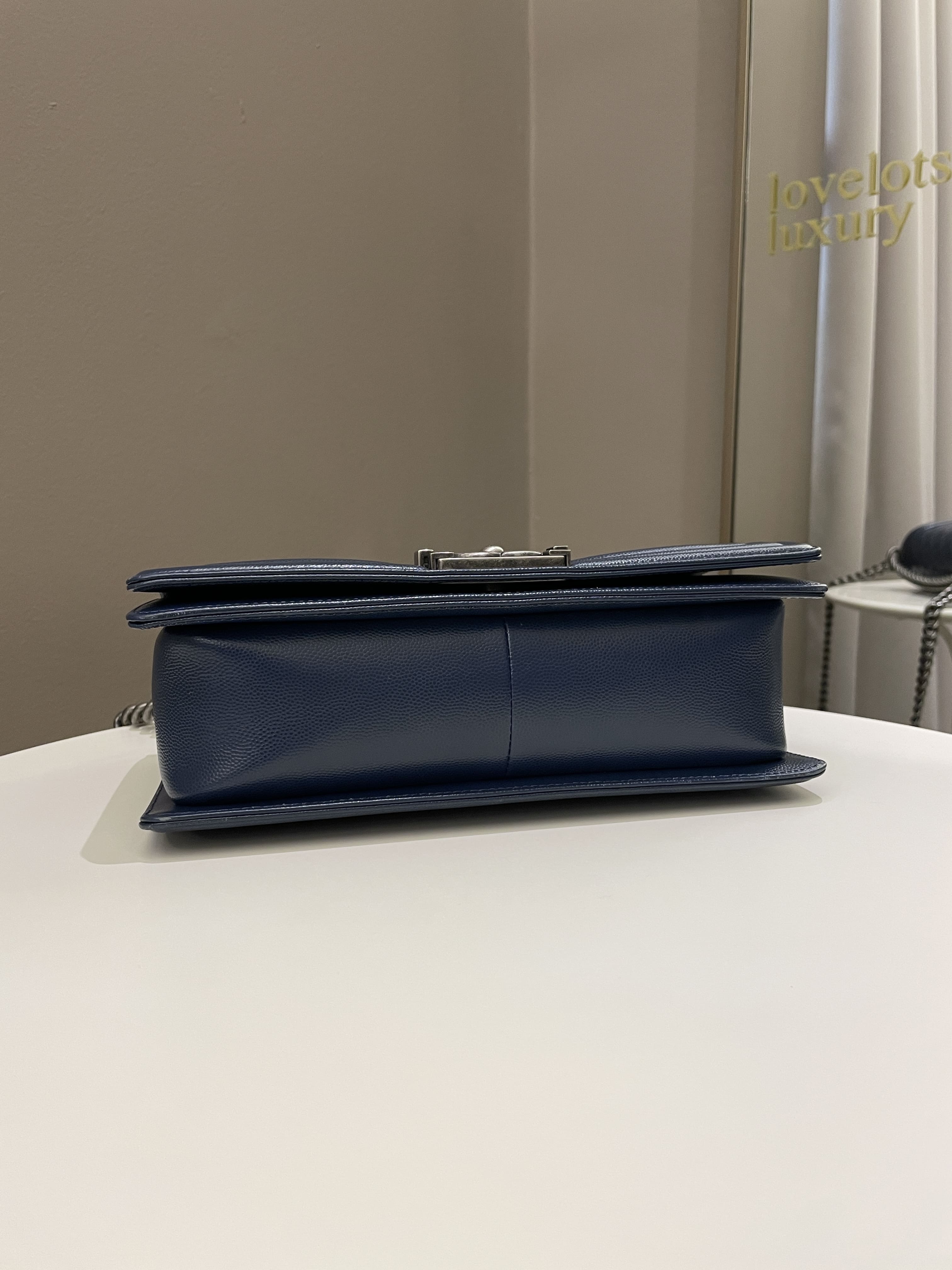 Chanel Quilted Boy Old Medium Navy Caviar