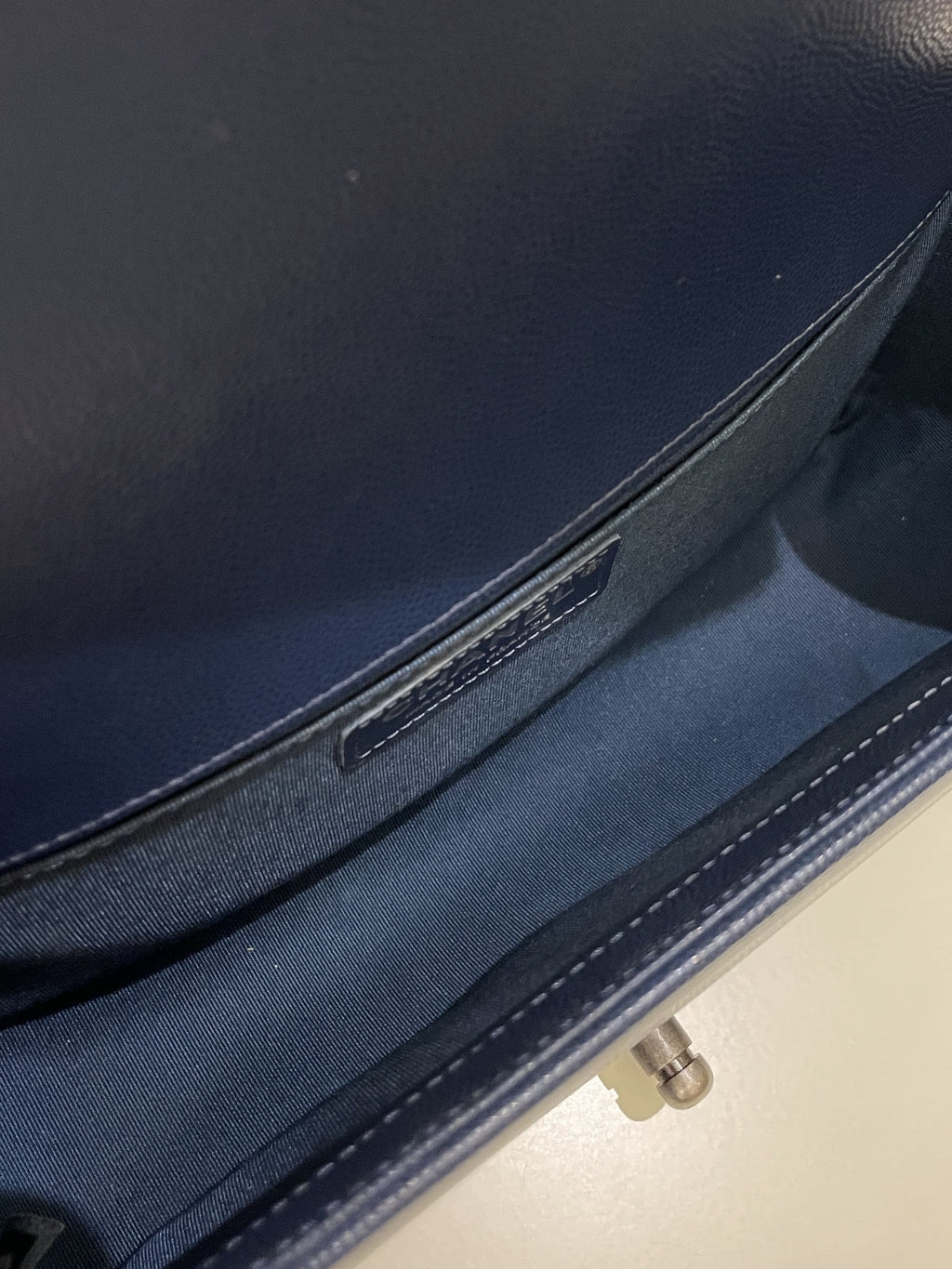Chanel Quilted Boy Old Medium Navy Caviar