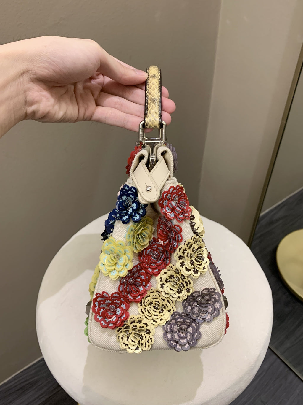 Fendi Peekabo Floral Embellished Ivory / Multi Color