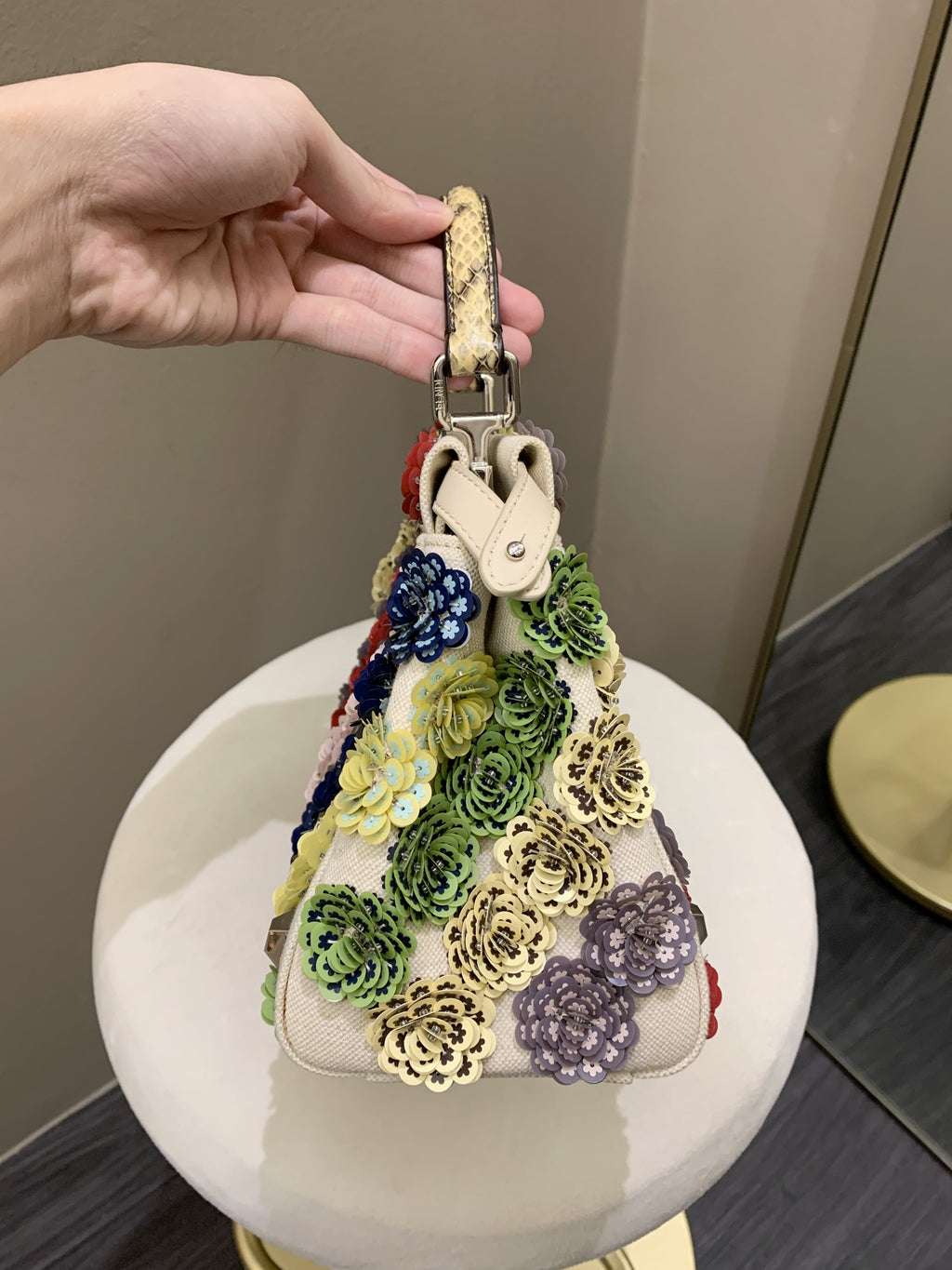 Fendi Peekabo Floral Embellished Ivory / Multi Color
