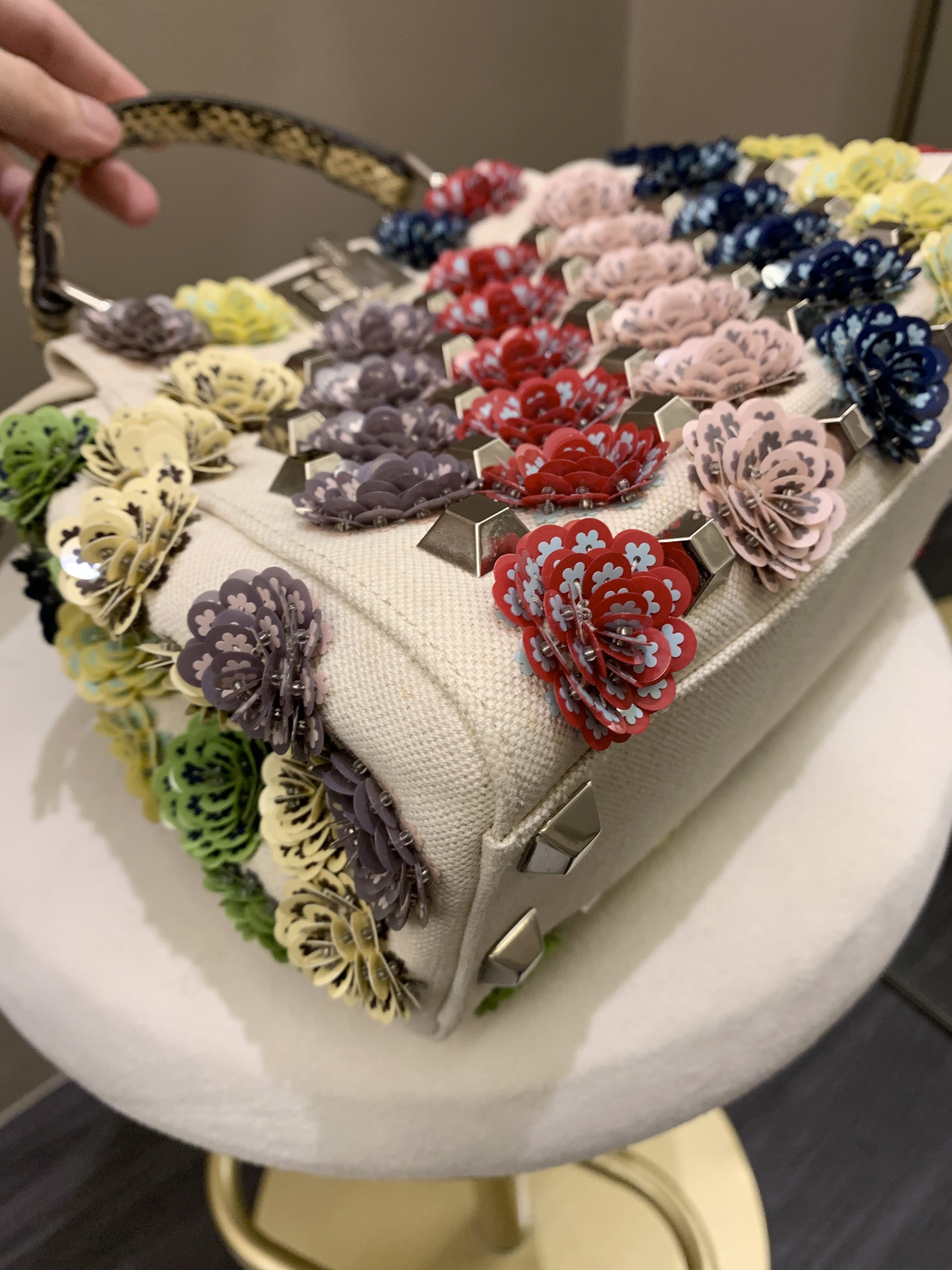 Fendi Peekabo Floral Embellished Ivory / Multi Color