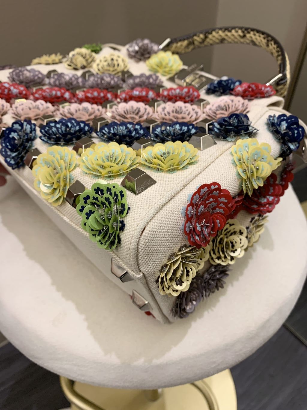 Fendi Peekabo Floral Embellished Ivory / Multi Color