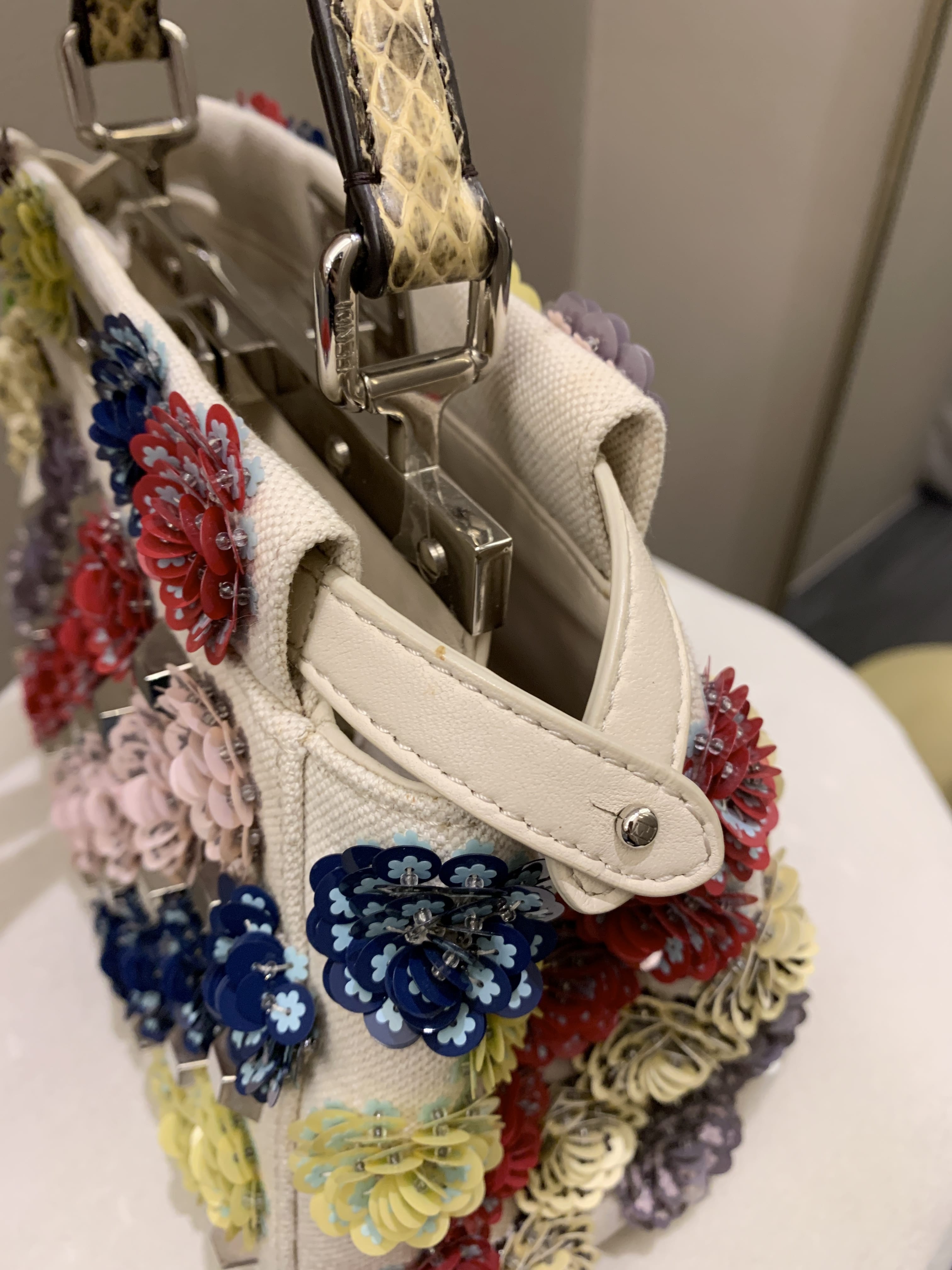 Fendi Peekabo Floral Embellished Ivory / Multi Color