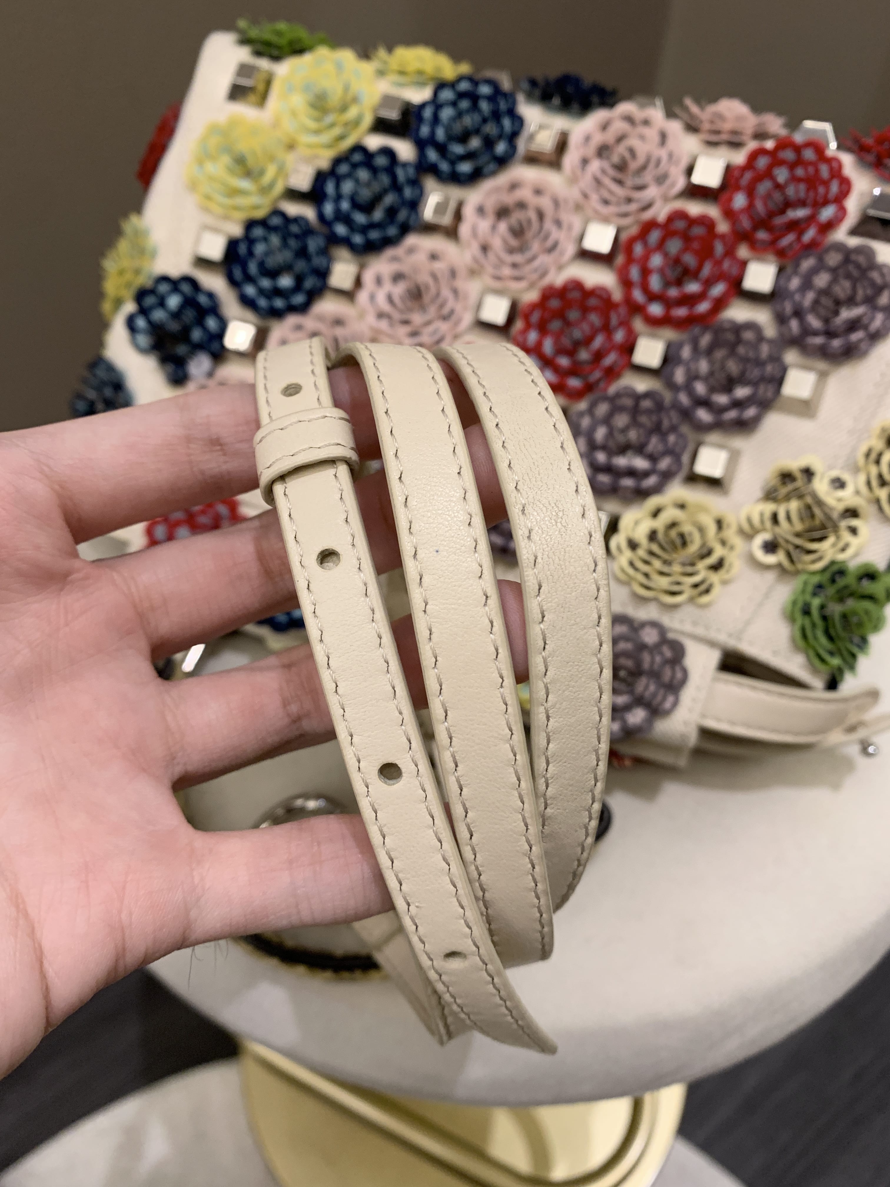 Fendi Peekabo Floral Embellished Ivory / Multi Color