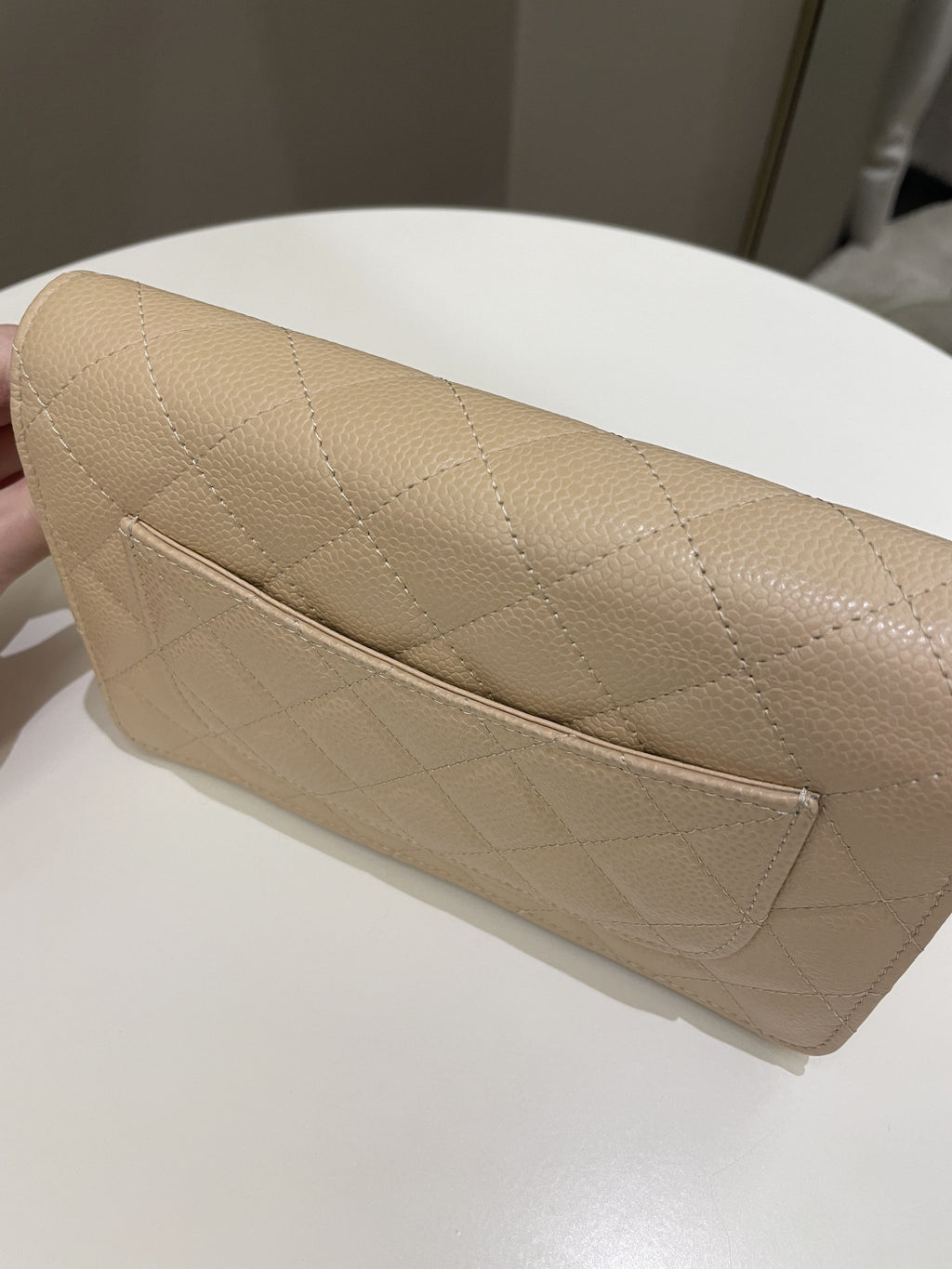 Chanel Classic Quilted Wallet on Chain Beige Caviar