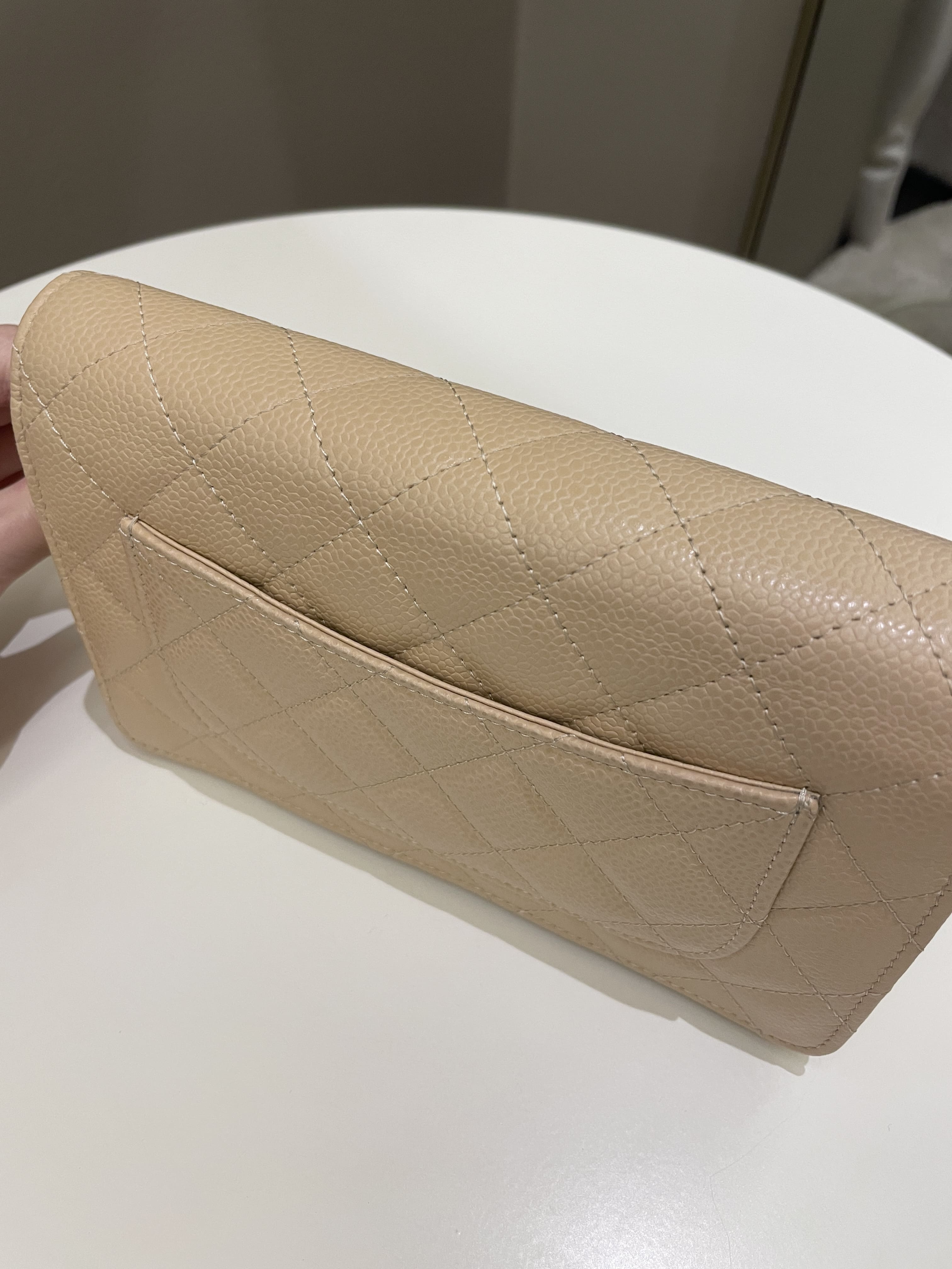 Chanel Classic Quilted Wallet on Chain Beige Caviar