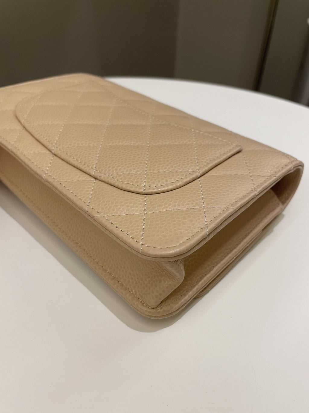 Chanel Classic Quilted Wallet on Chain Beige Caviar