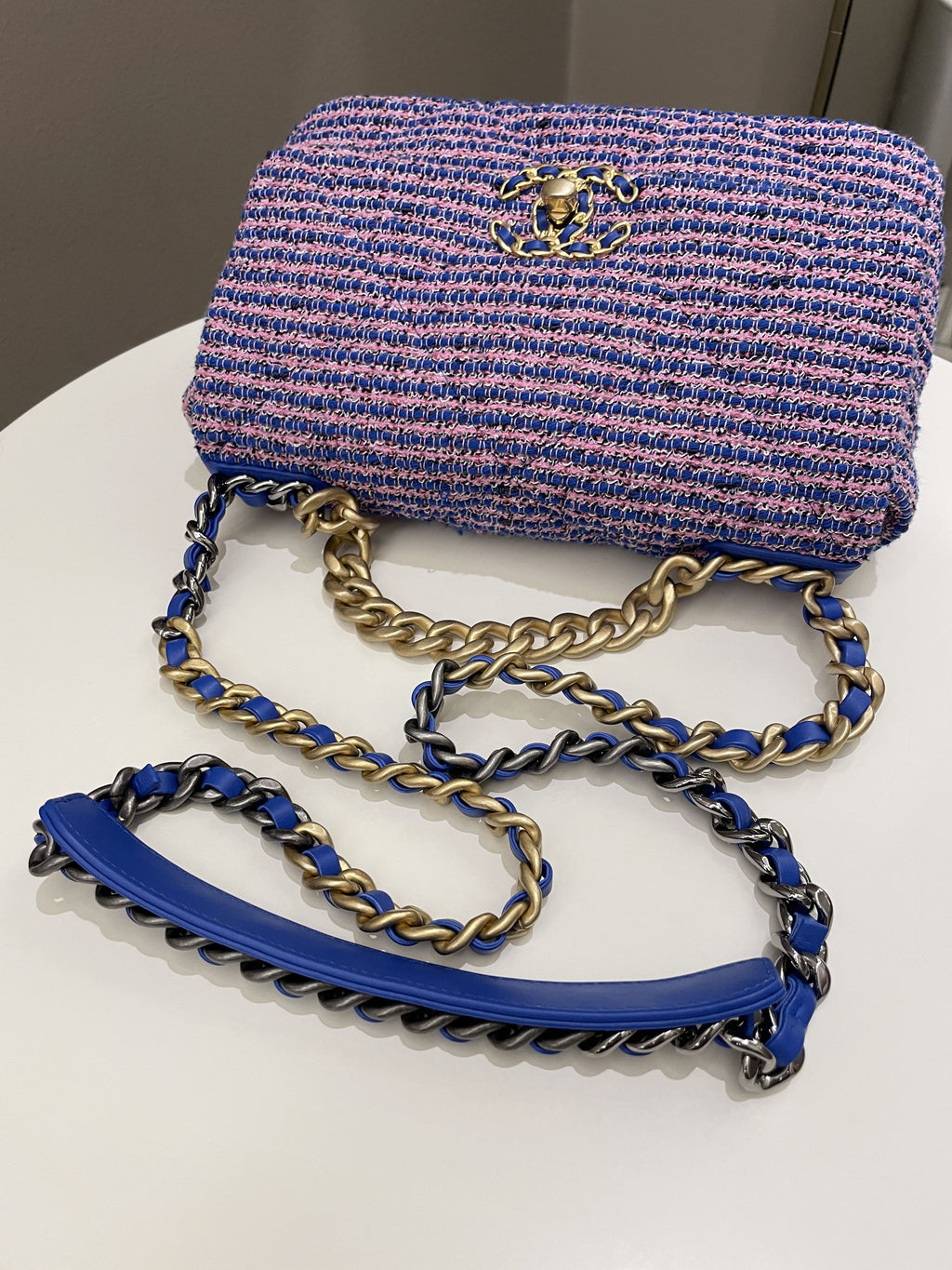 Chanel 19 Flap Bag Blue / Pink Tweed