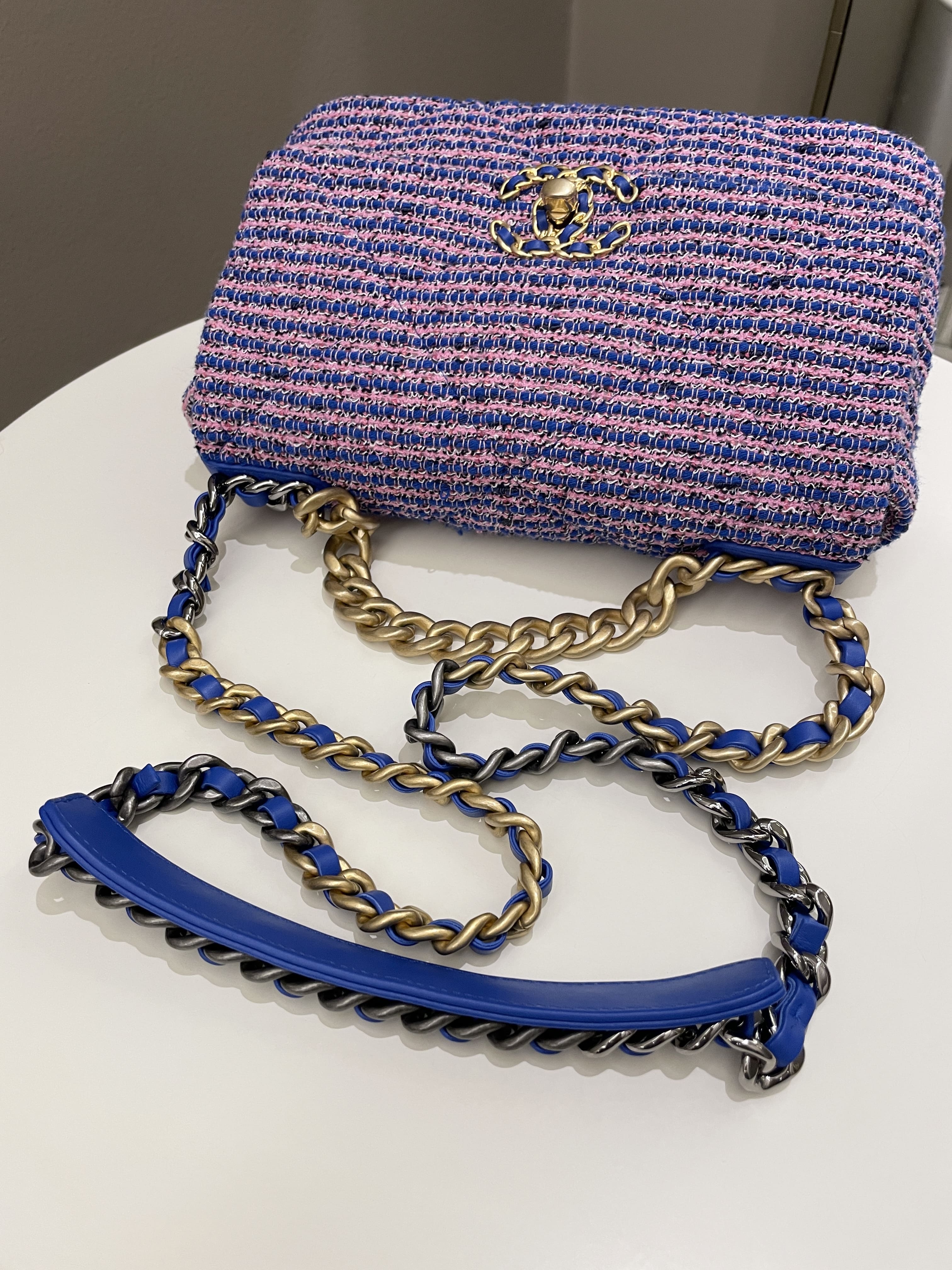 Chanel 19 Flap Bag Blue / Pink Tweed