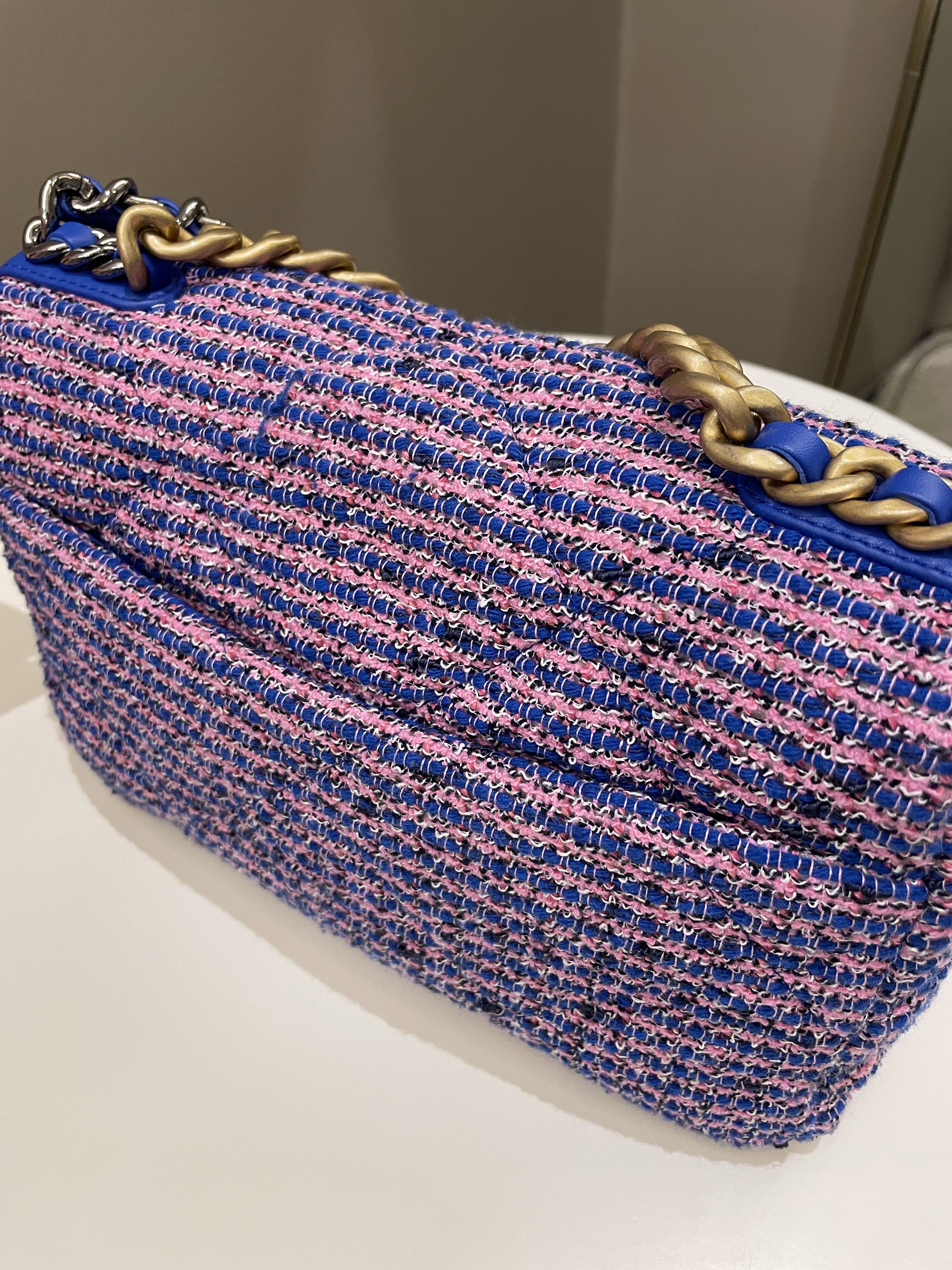 Chanel 19 Flap Bag Blue / Pink Tweed
