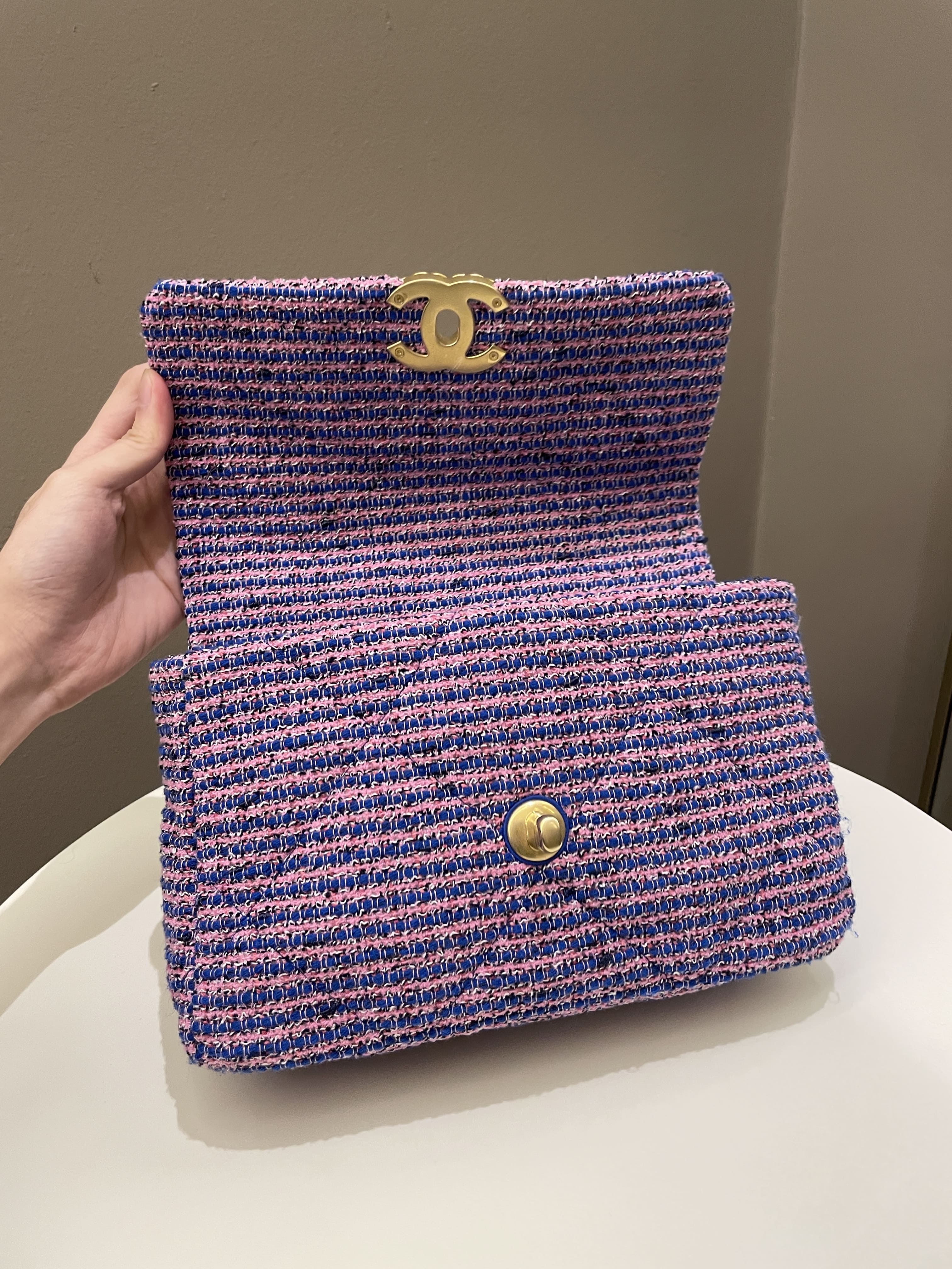 Chanel 19 Flap Bag Blue / Pink Tweed