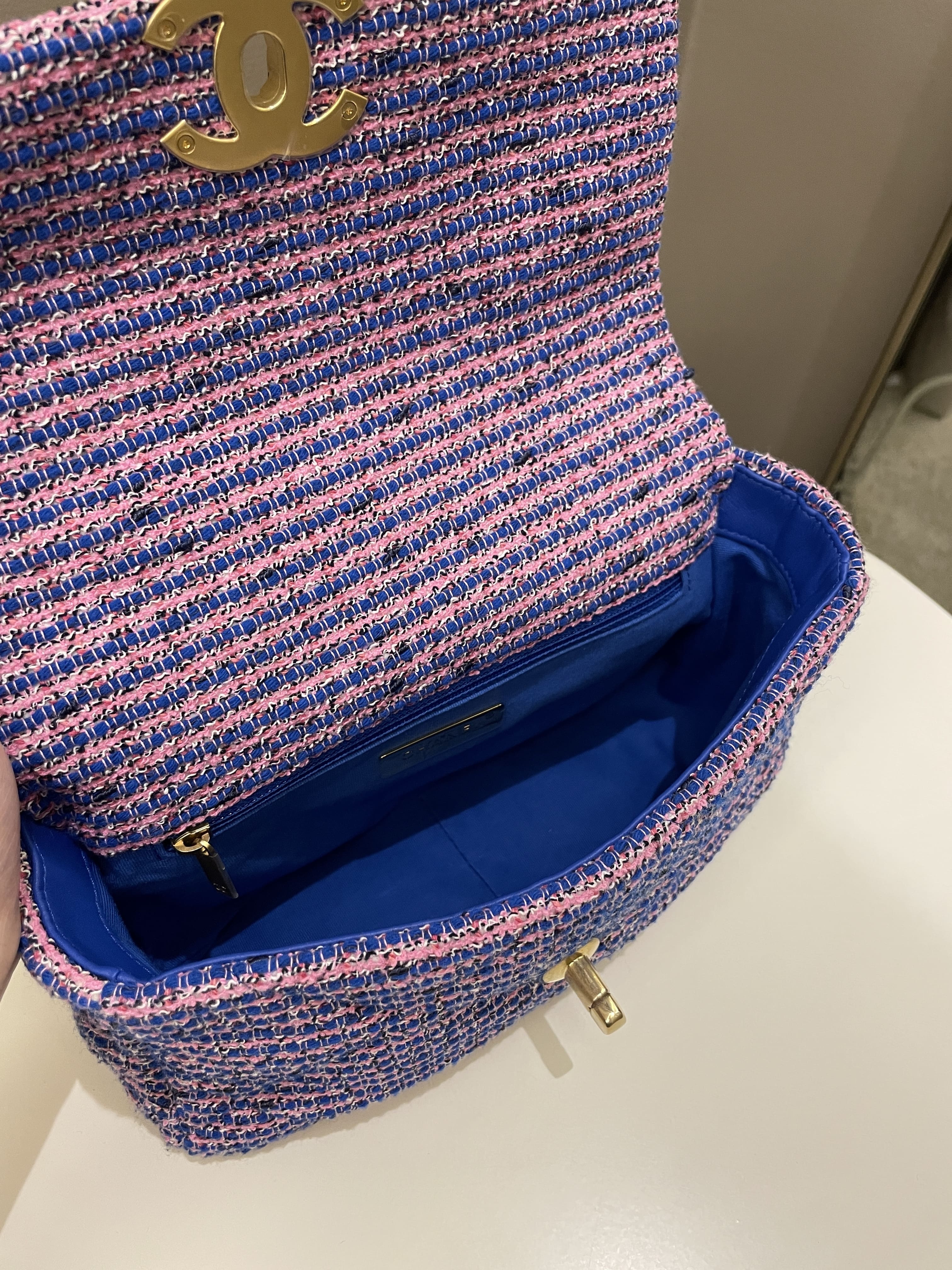 Chanel 19 Flap Bag Blue / Pink Tweed