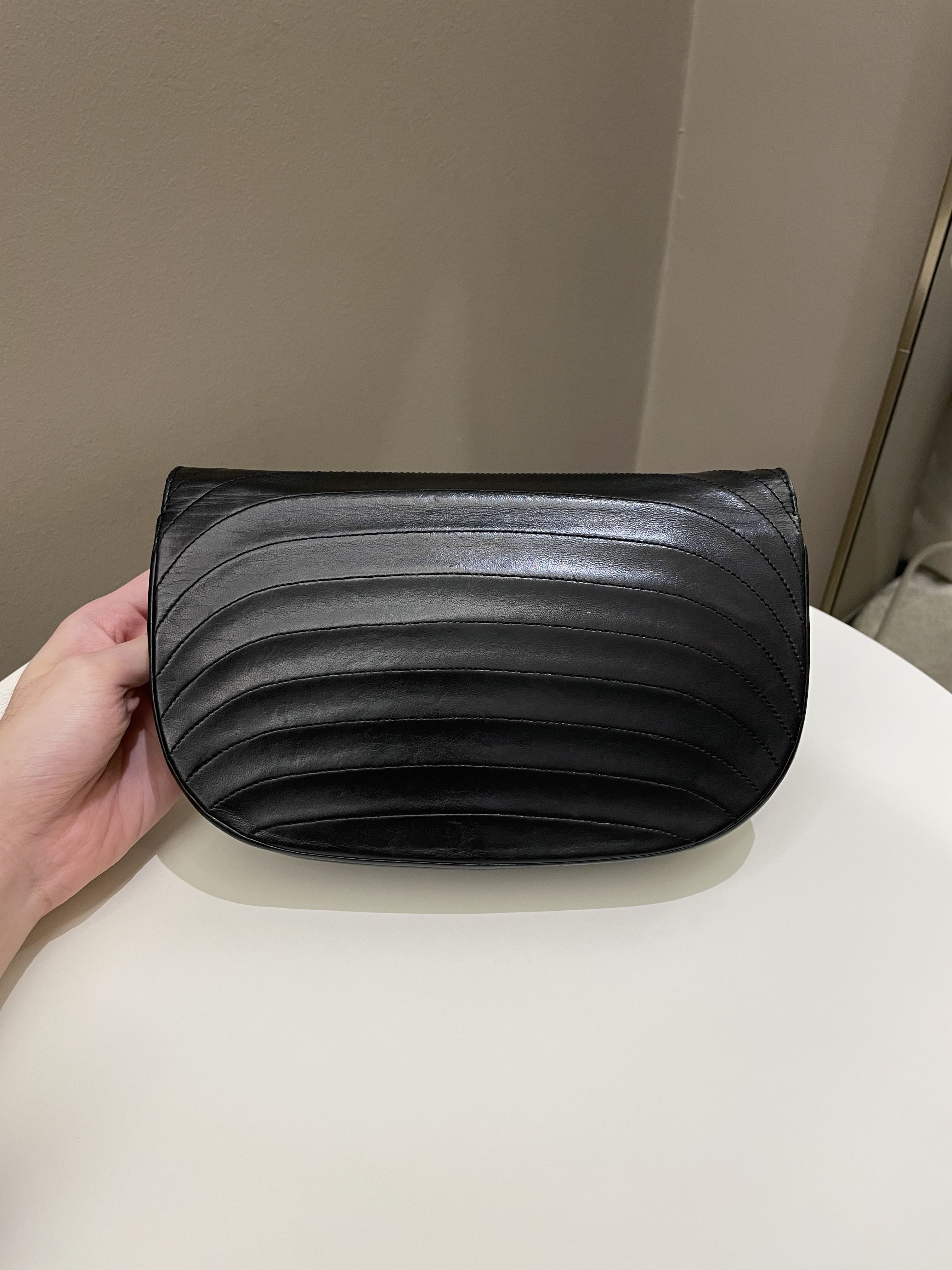 Chanel Vintage Crossbody Flap Bag Black Lambskin