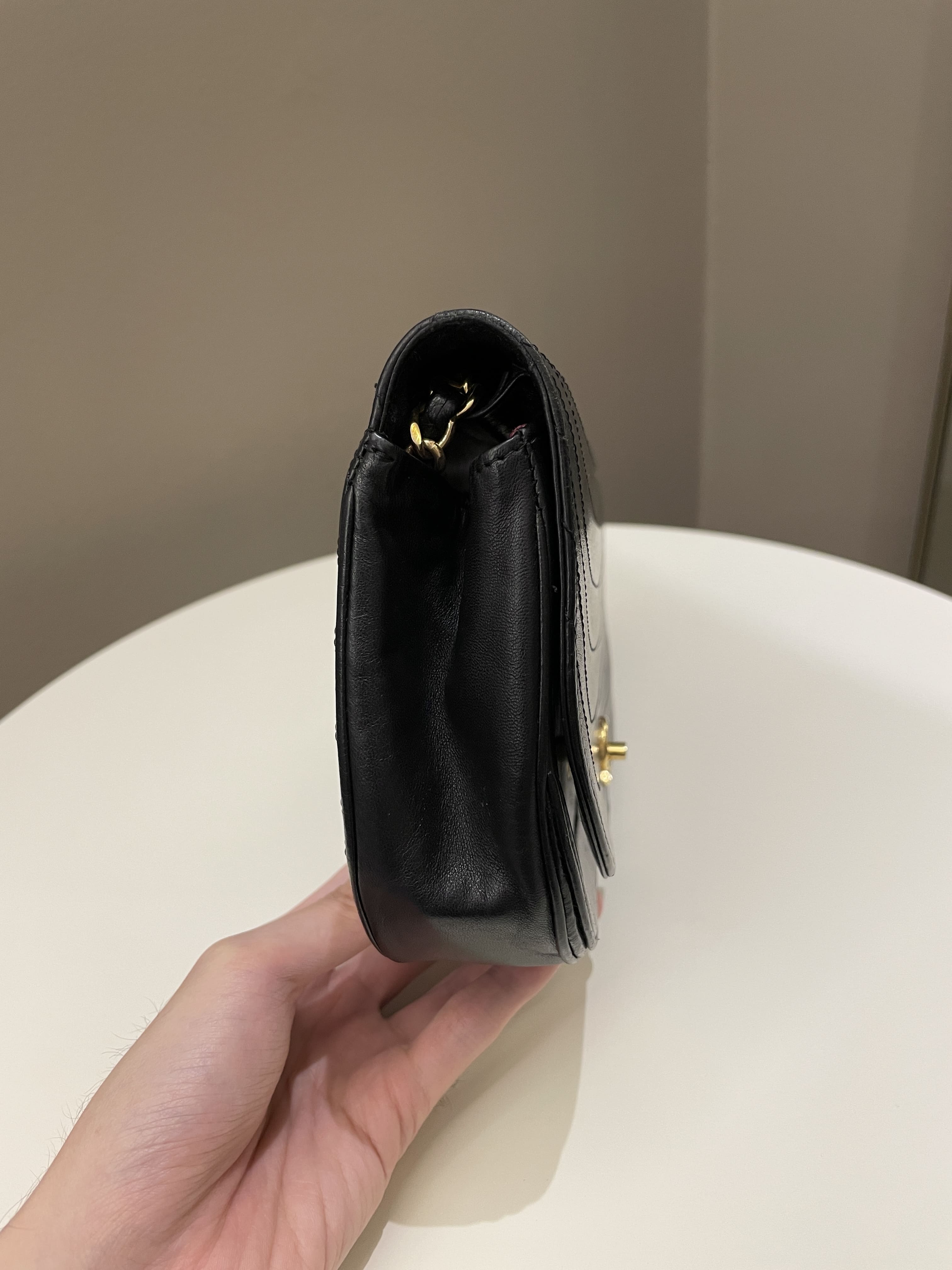 Chanel Vintage Crossbody Flap Bag Black Lambskin